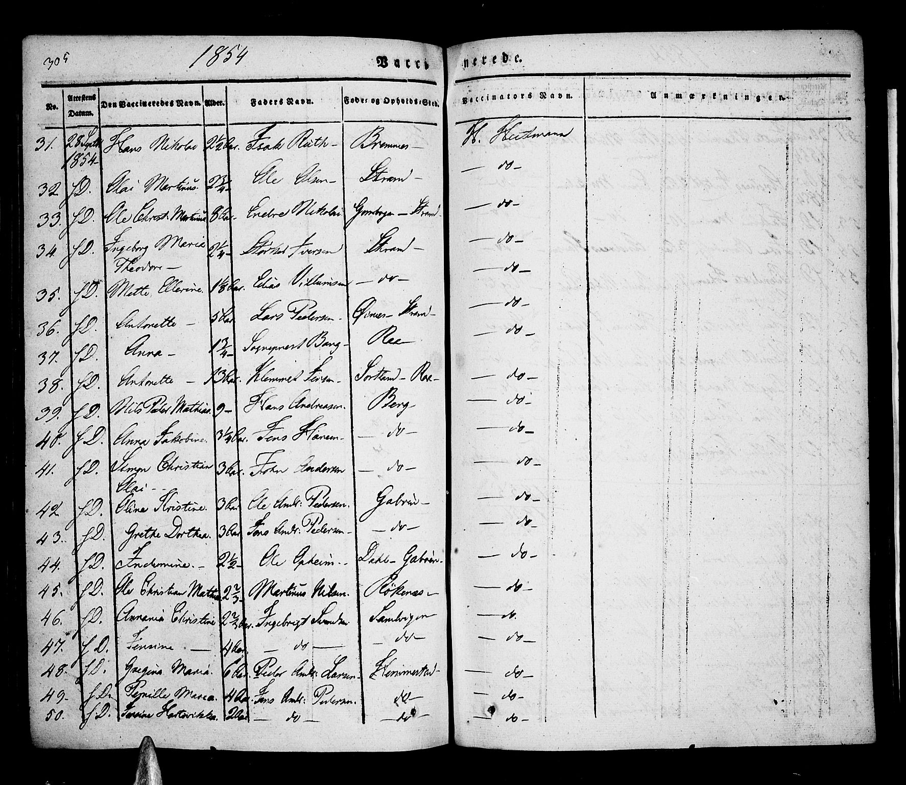 Kvæfjord sokneprestkontor, AV/SATØ-S-1323/G/Ga/Gaa/L0003kirke: Parish register (official) no. 3, 1830-1857, p. 305