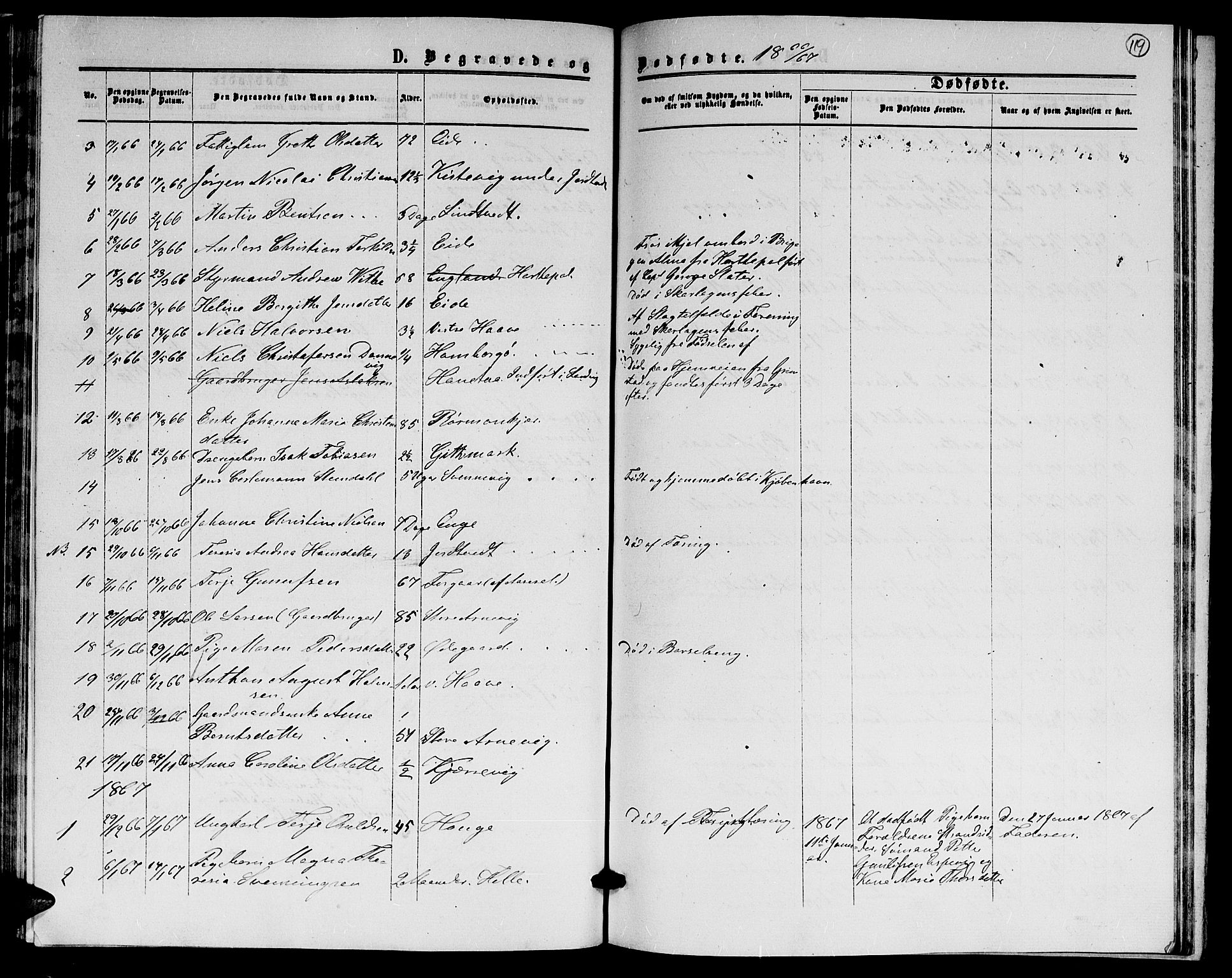 Hommedal sokneprestkontor, AV/SAK-1111-0023/F/Fb/Fba/L0003: Parish register (copy) no. B 3, 1863-1884, p. 119