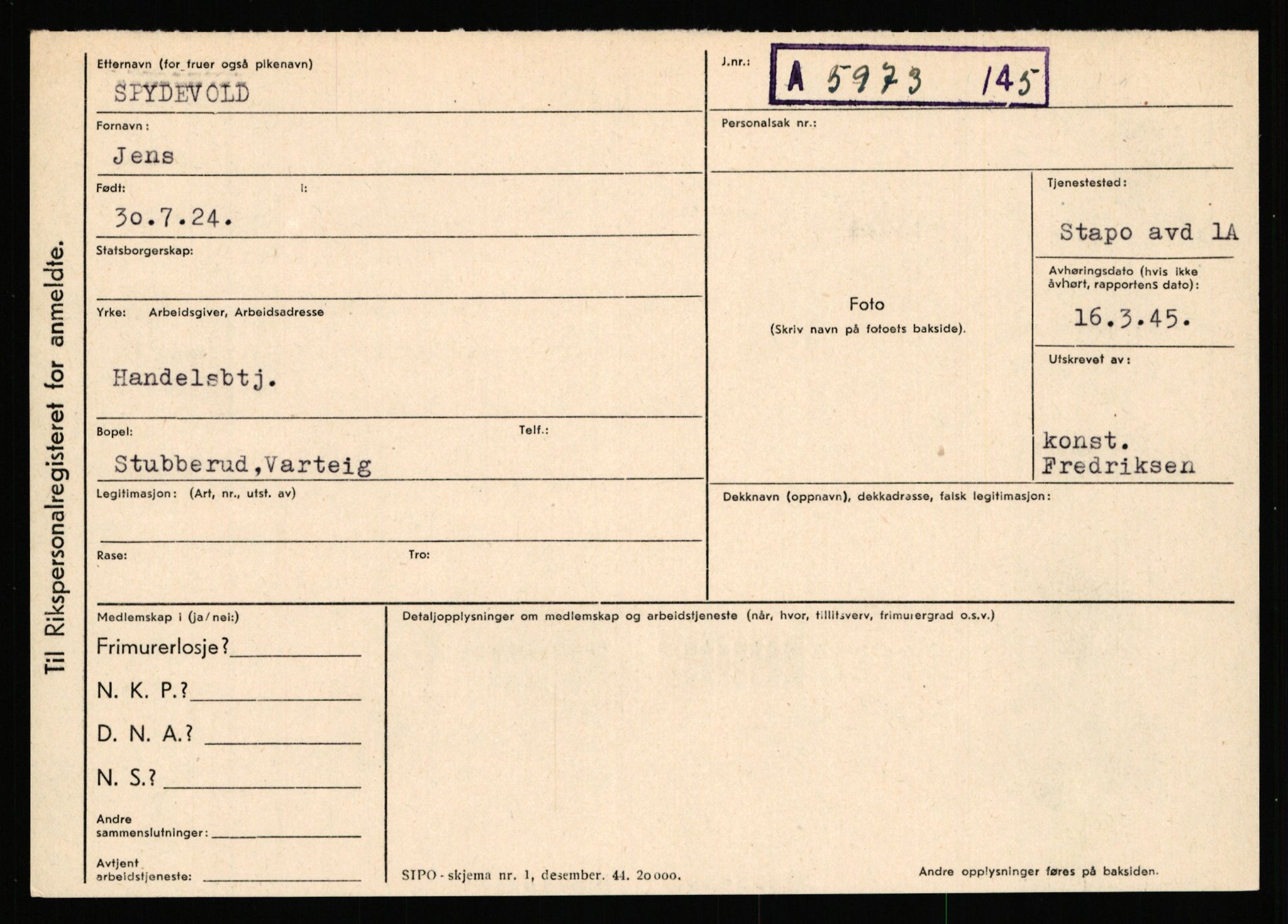 Statspolitiet - Hovedkontoret / Osloavdelingen, AV/RA-S-1329/C/Ca/L0014: Seterlien - Svartås, 1943-1945, p. 2766