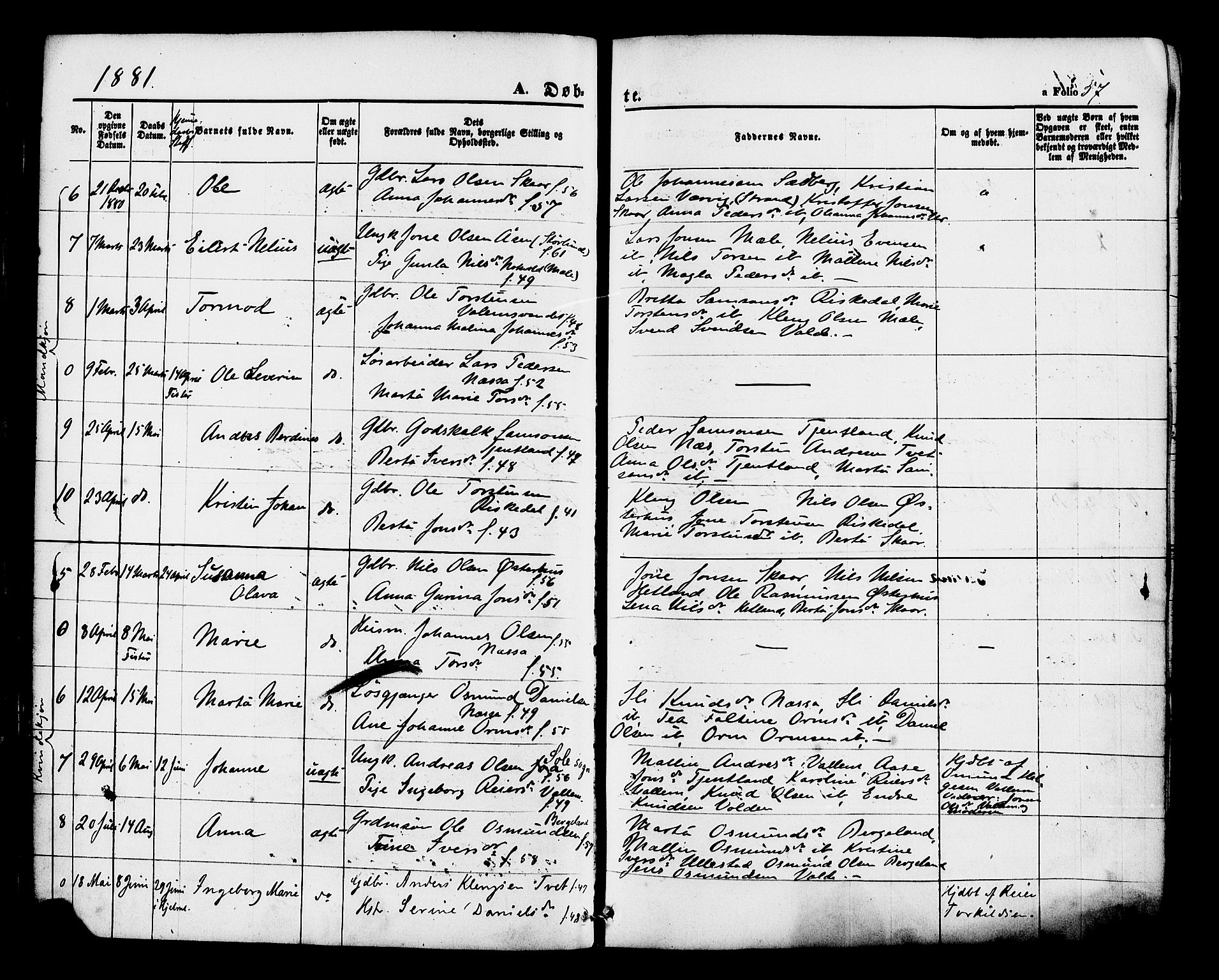 Hjelmeland sokneprestkontor, AV/SAST-A-101843/01/IV/L0012: Parish register (official) no. A 12, 1862-1886, p. 57