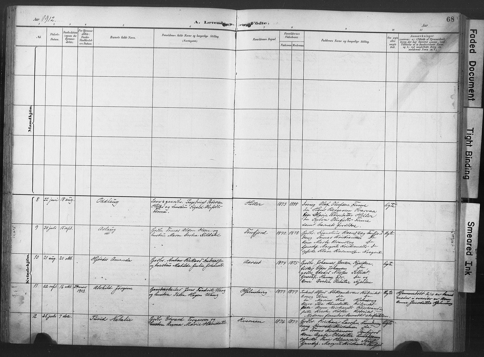 Ministerialprotokoller, klokkerbøker og fødselsregistre - Nord-Trøndelag, AV/SAT-A-1458/789/L0706: Parish register (copy) no. 789C01, 1888-1931, p. 68