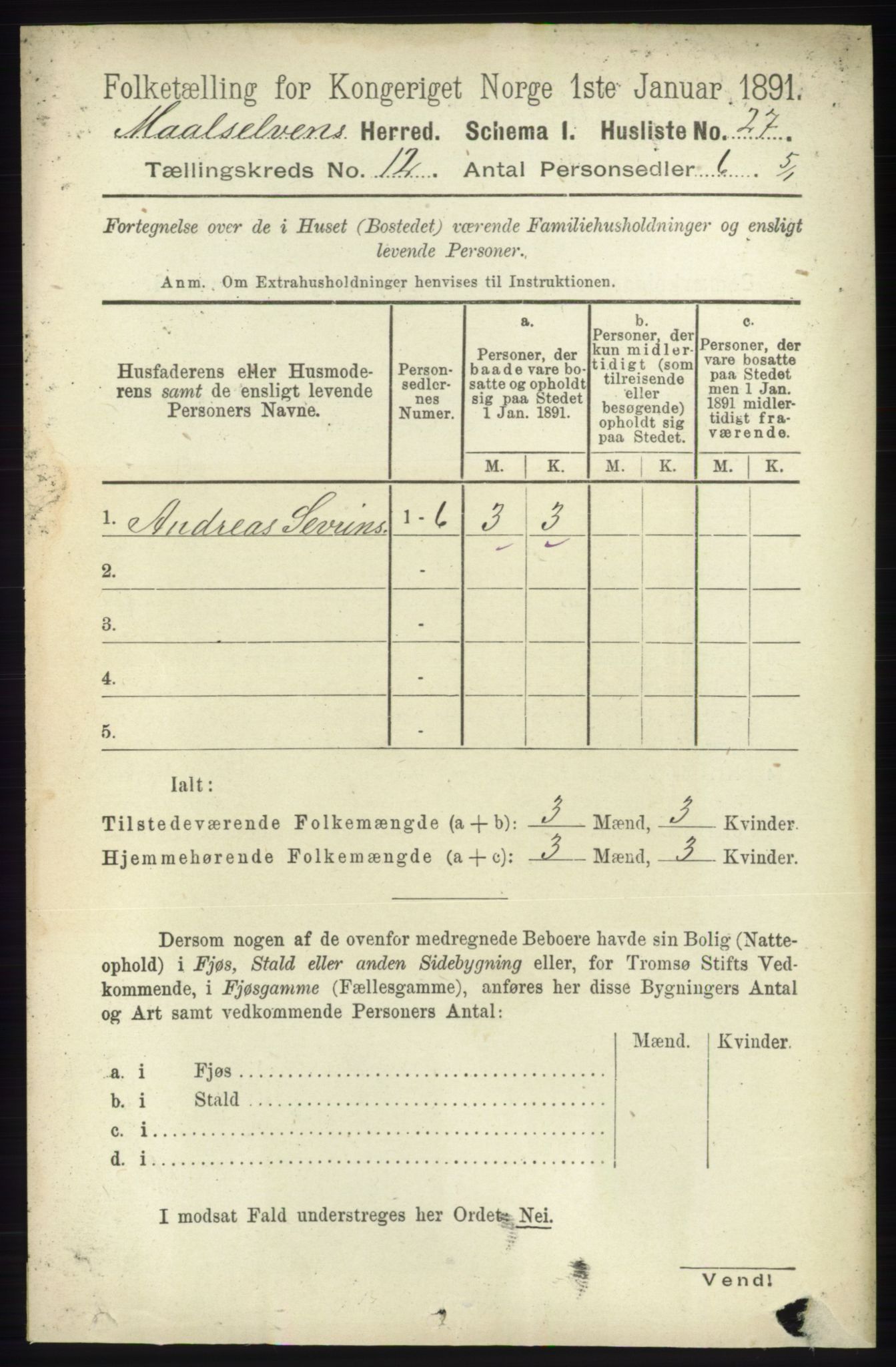 RA, 1891 census for 1924 Målselv, 1891, p. 3787