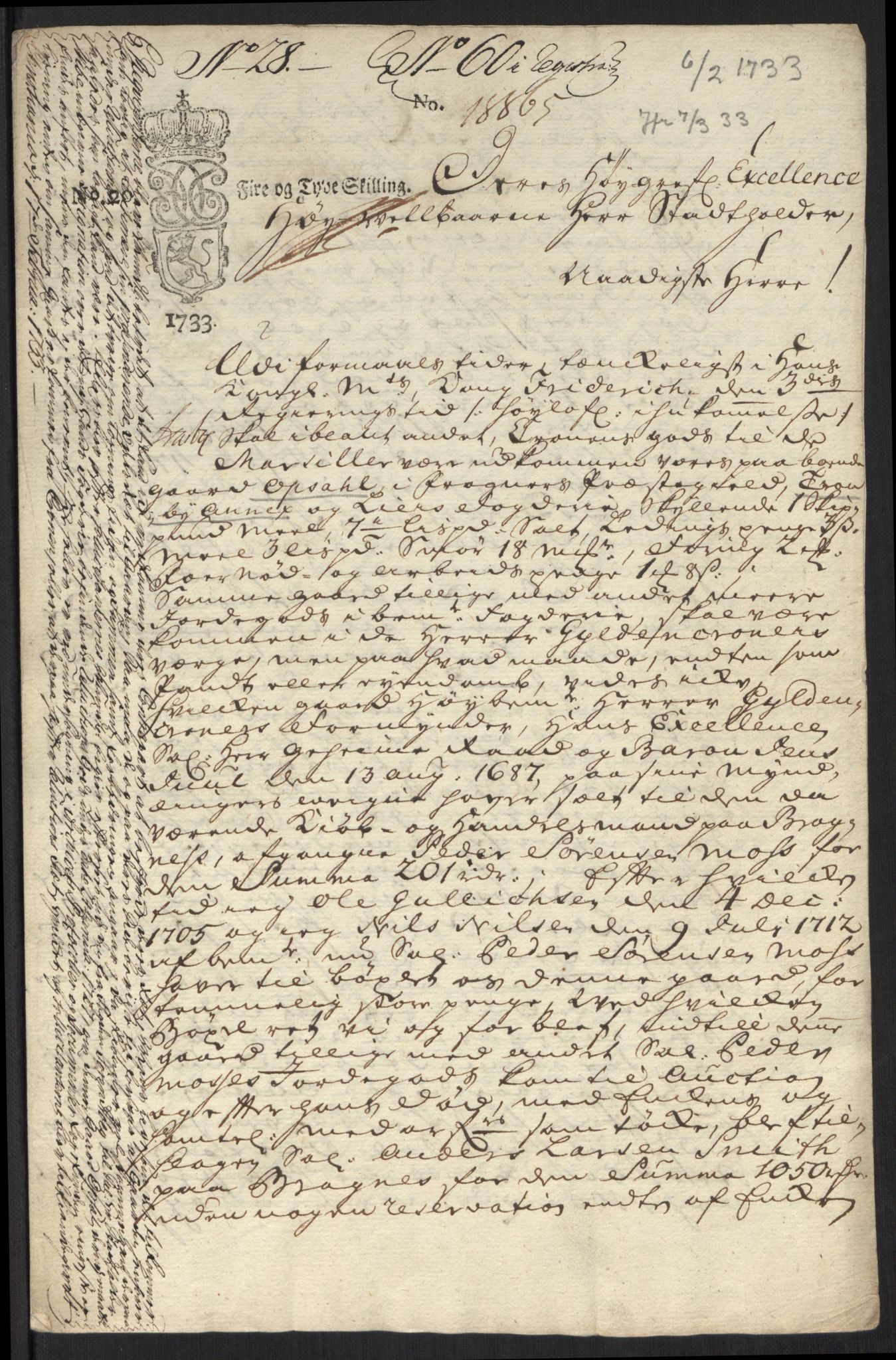 Stattholderembetet 1572-1771, AV/RA-EA-2870/Ef/L0107: Brev fra embetsmenn og andre, 1733-1734, p. 30