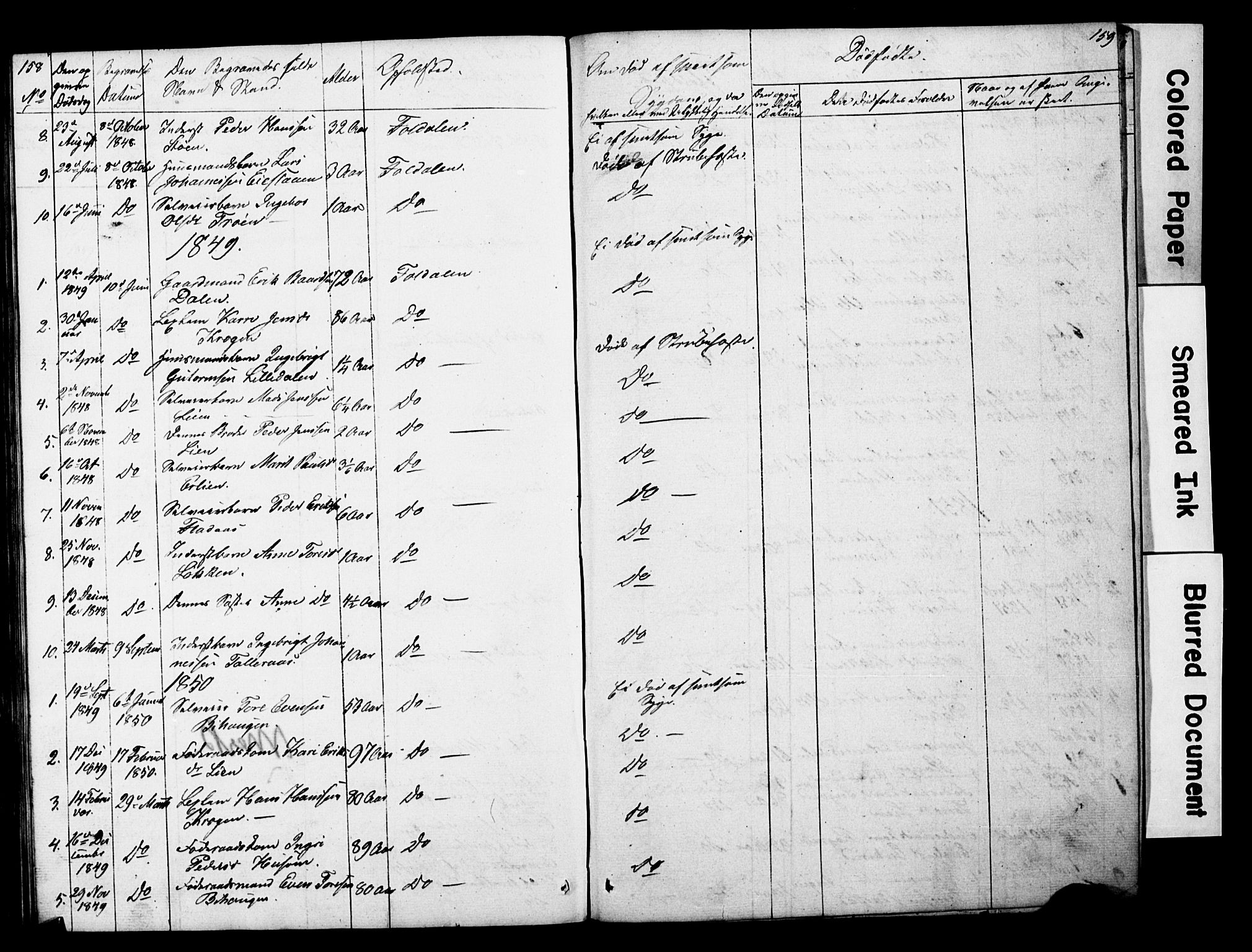 Lesja prestekontor, SAH/PREST-068/H/Ha/Hab/L0014: Parish register (copy) no. 14, 1842-1856, p. 158-159