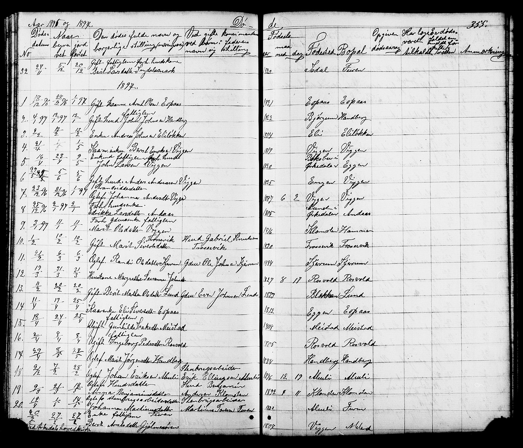 Ministerialprotokoller, klokkerbøker og fødselsregistre - Sør-Trøndelag, SAT/A-1456/665/L0777: Parish register (copy) no. 665C02, 1867-1915, p. 355