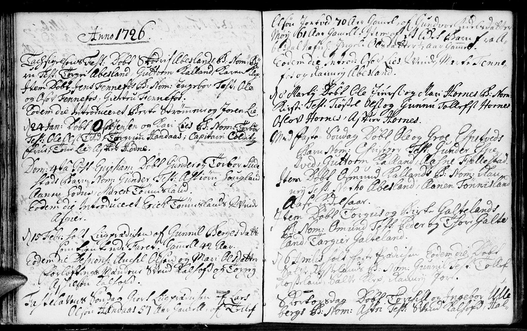 Evje sokneprestkontor, SAK/1111-0008/F/Fa/Fab/L0001: Parish register (official) no. A 1, 1704-1764, p. 74-75