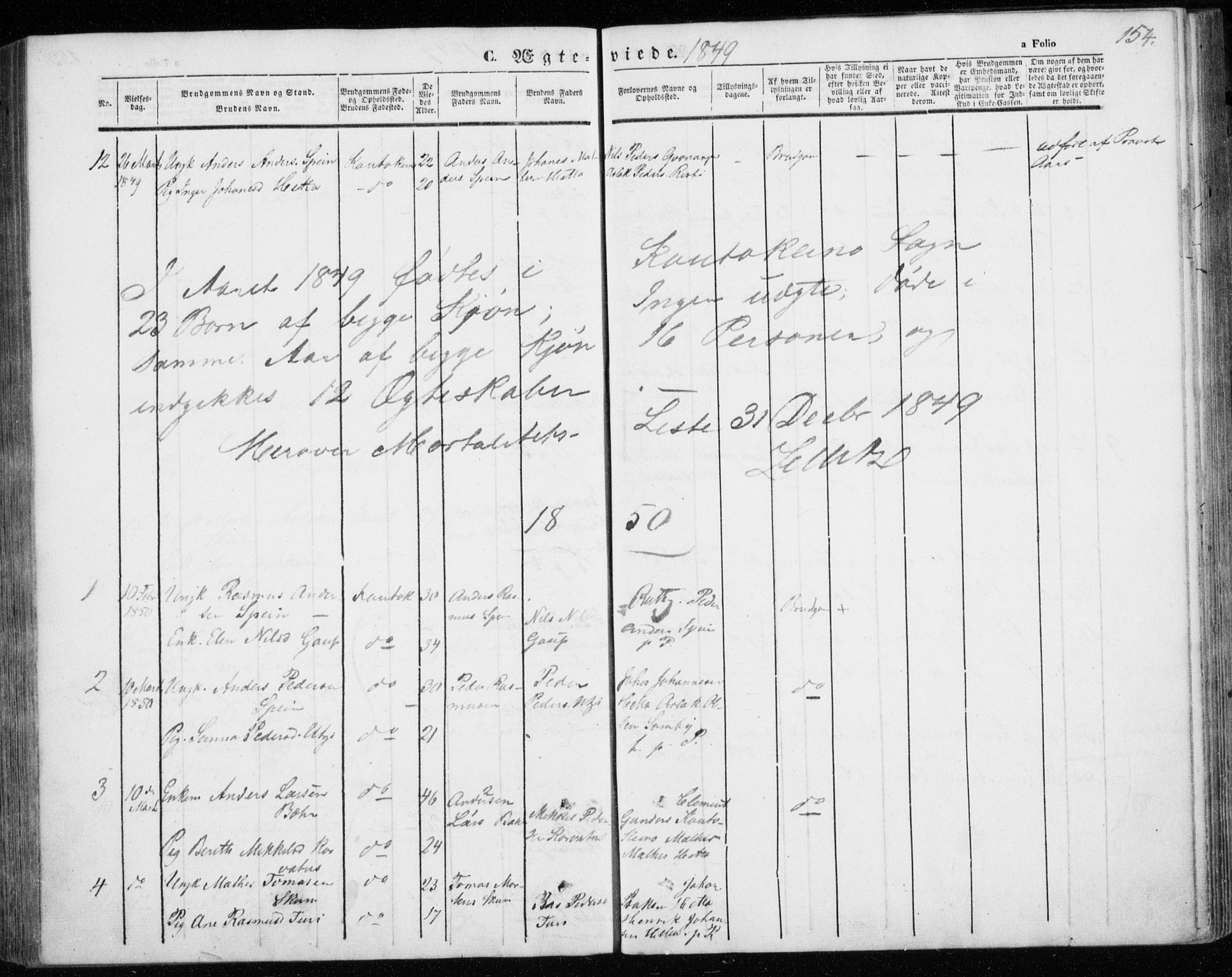Kautokeino sokneprestembete, SATØ/S-1340/H/Ha/L0002.kirke: Parish register (official) no. 2, 1843-1861, p. 154