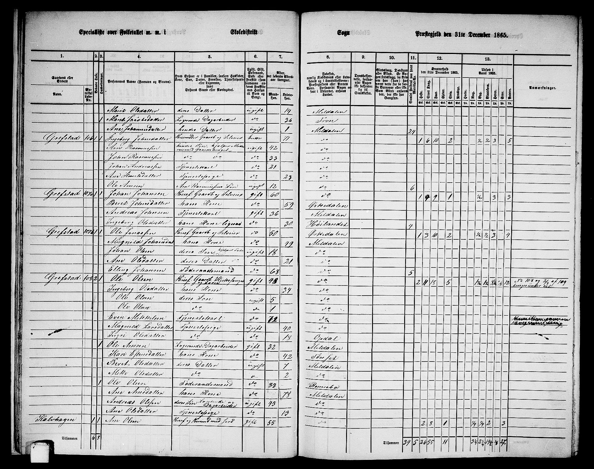 RA, 1865 census for Meldal, 1865, p. 18