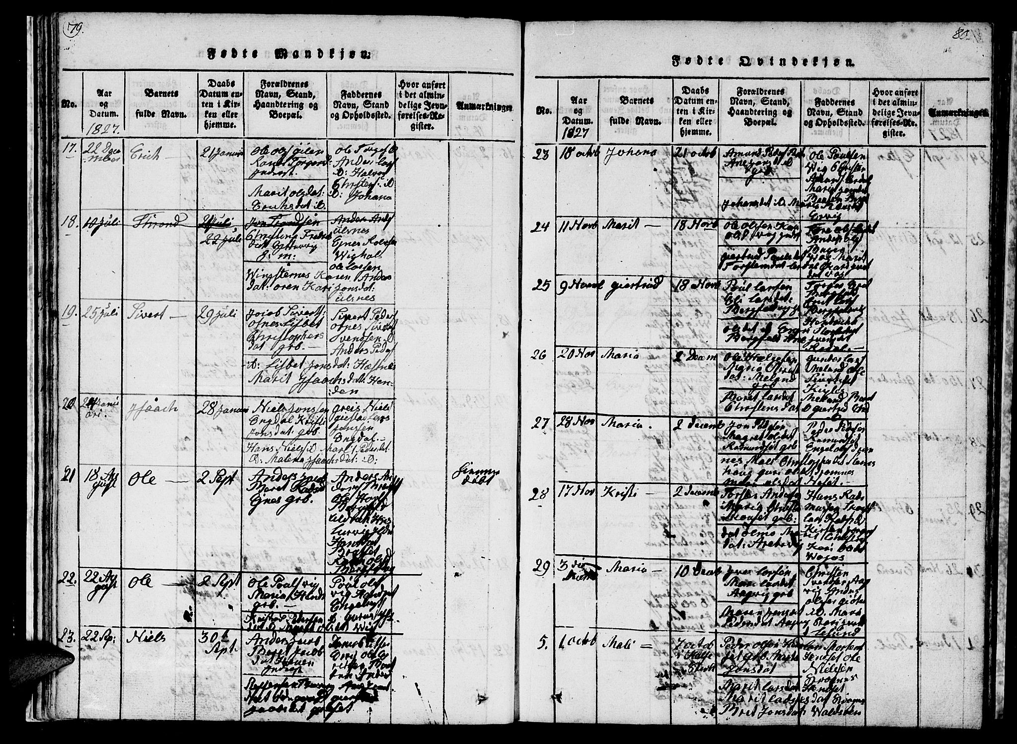 Ministerialprotokoller, klokkerbøker og fødselsregistre - Møre og Romsdal, AV/SAT-A-1454/578/L0908: Parish register (copy) no. 578C01, 1819-1837, p. 79-80