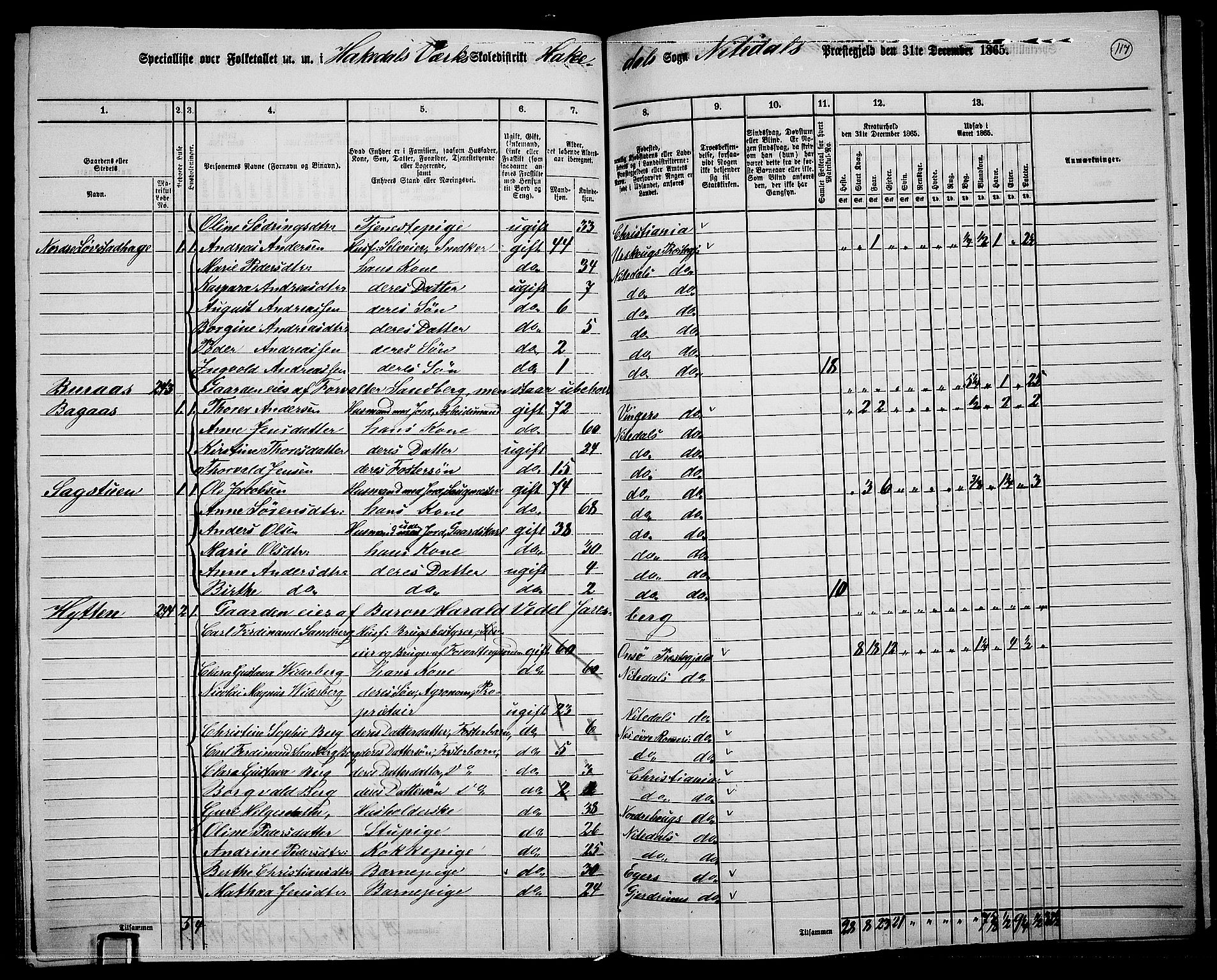 RA, 1865 census for Nittedal, 1865, p. 98