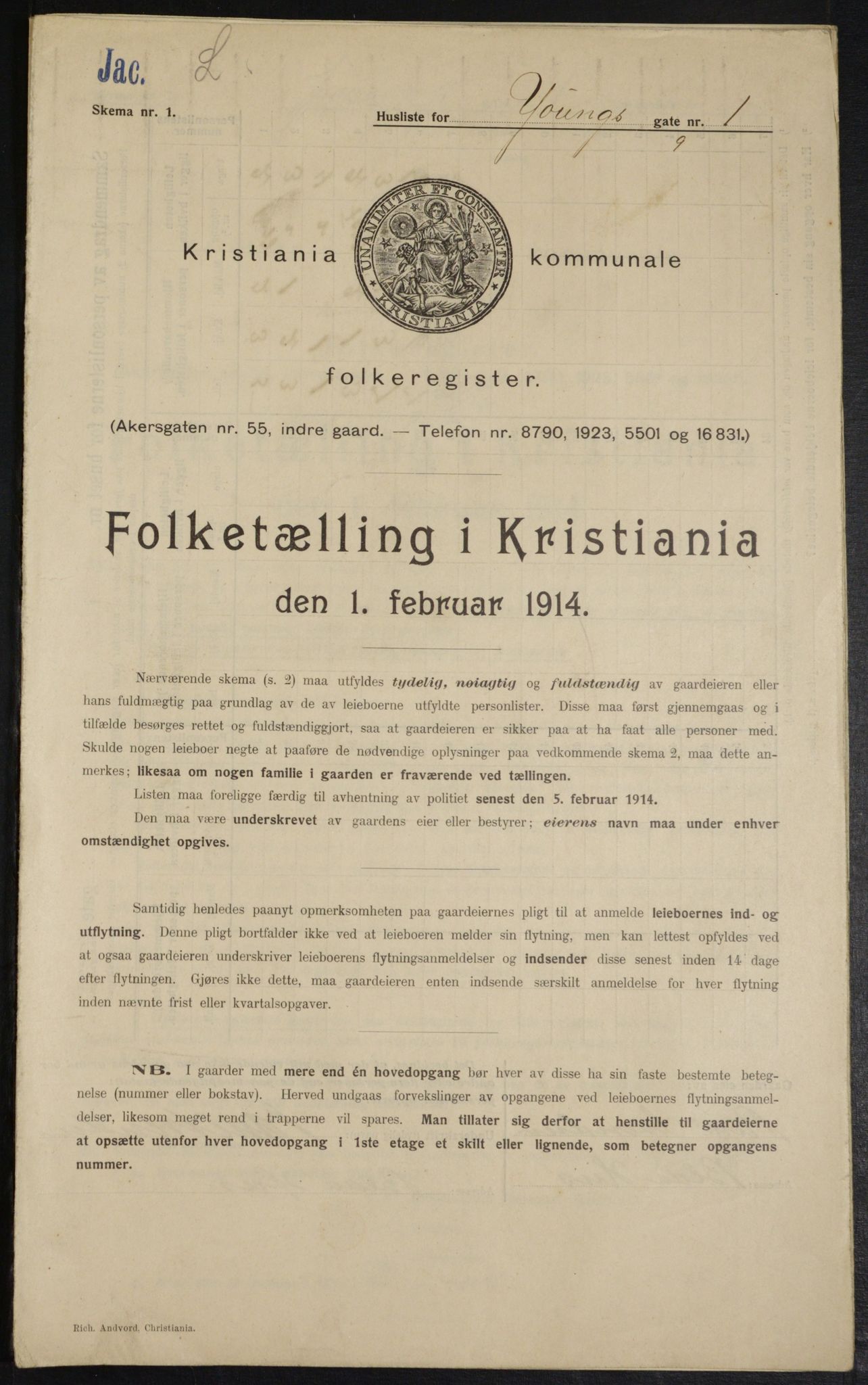 OBA, Municipal Census 1914 for Kristiania, 1914, p. 129509