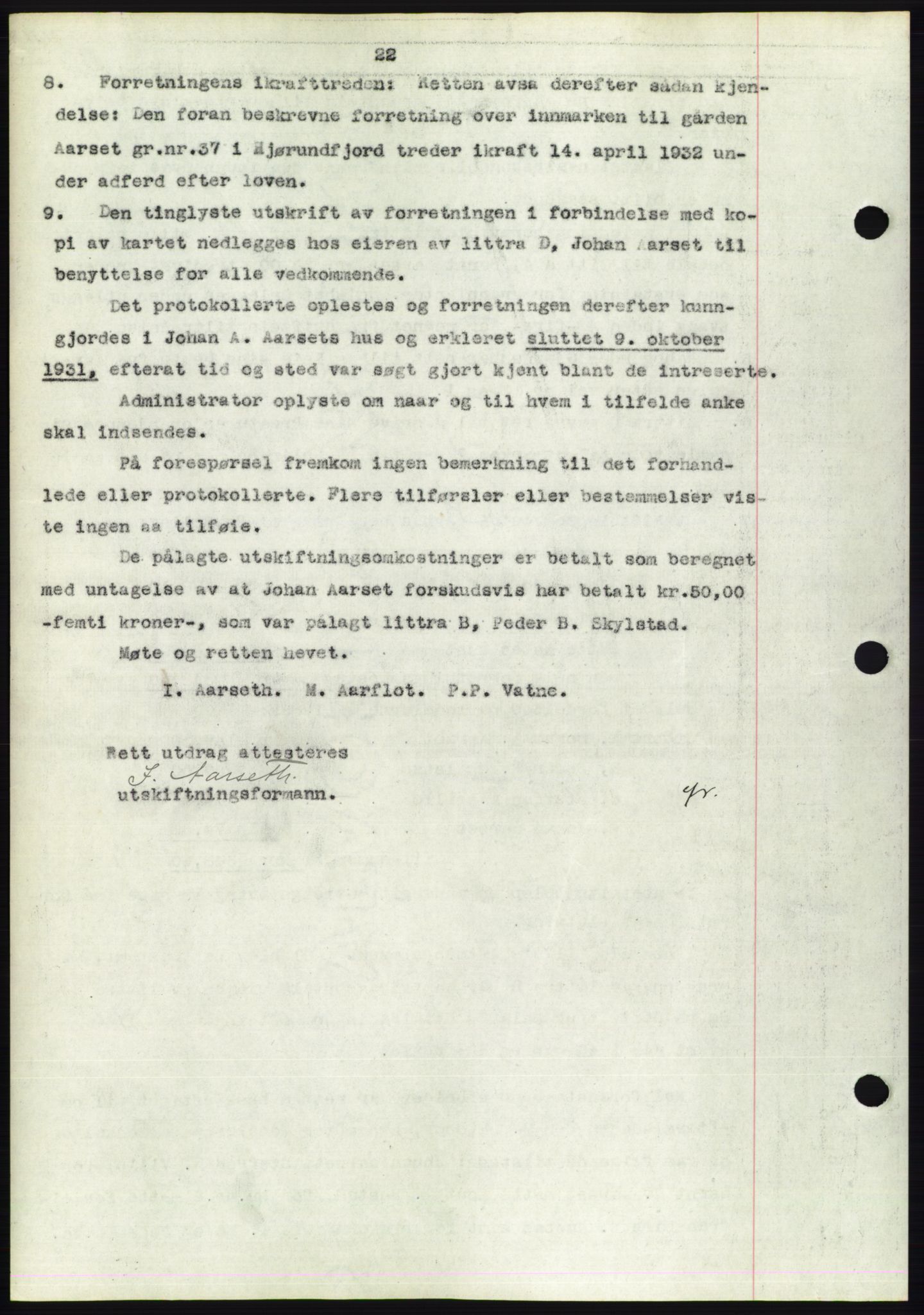 Søre Sunnmøre sorenskriveri, AV/SAT-A-4122/1/2/2C/L0053: Mortgage book no. 47, 1931-1932, Deed date: 23.01.1932