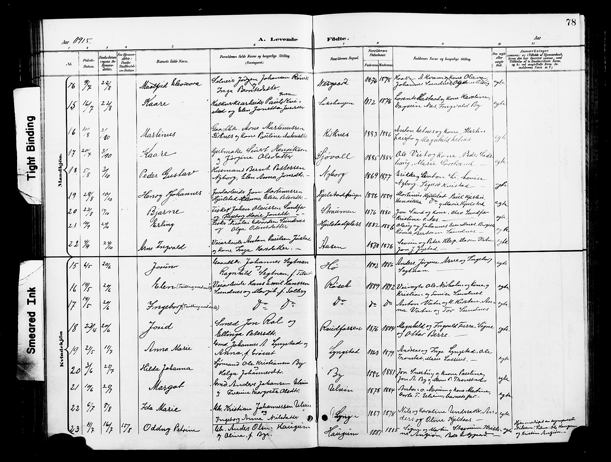 Ministerialprotokoller, klokkerbøker og fødselsregistre - Nord-Trøndelag, SAT/A-1458/730/L0302: Parish register (copy) no. 730C05, 1898-1924, p. 78