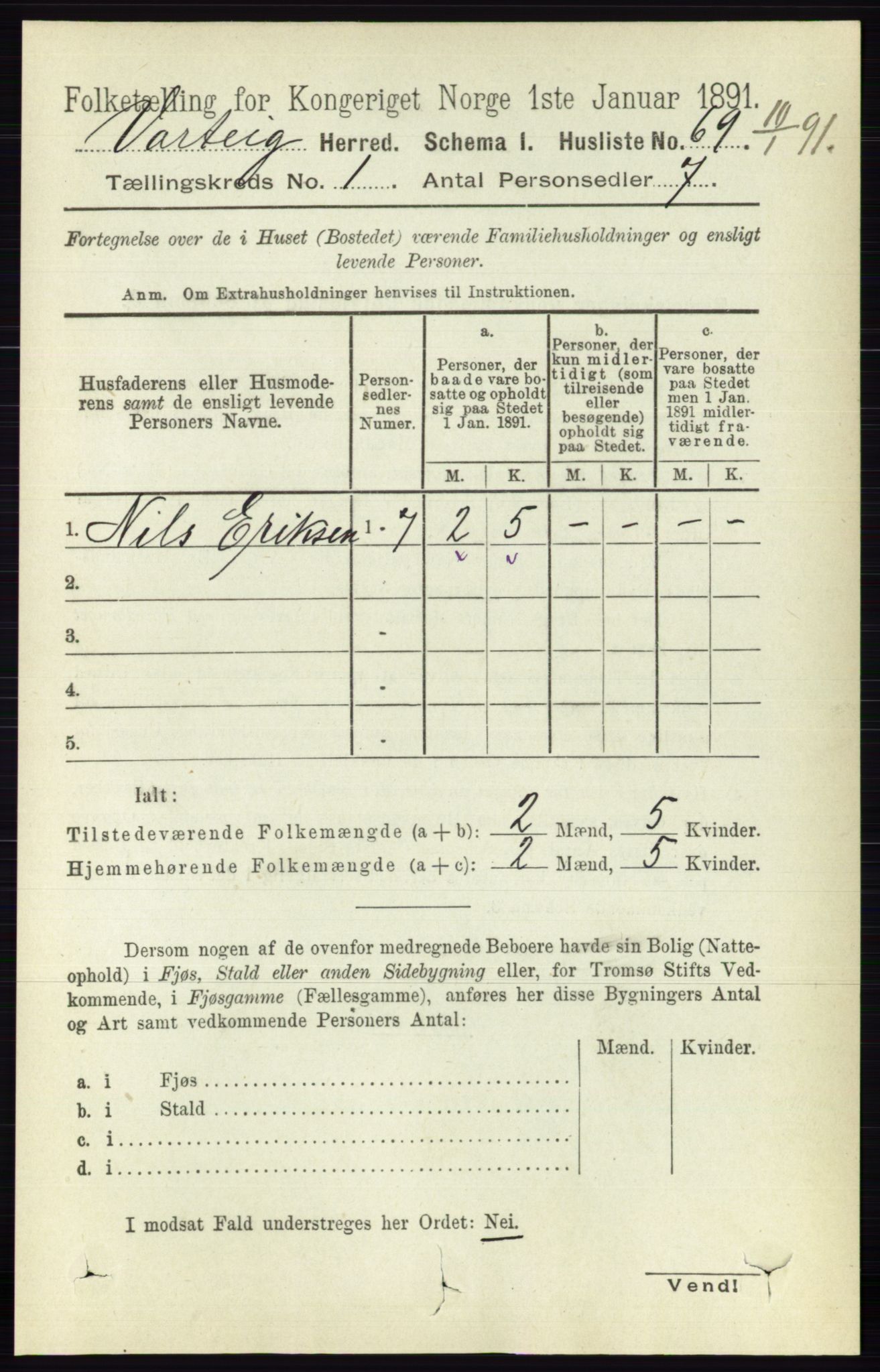 RA, 1891 census for 0114 Varteig, 1891, p. 84