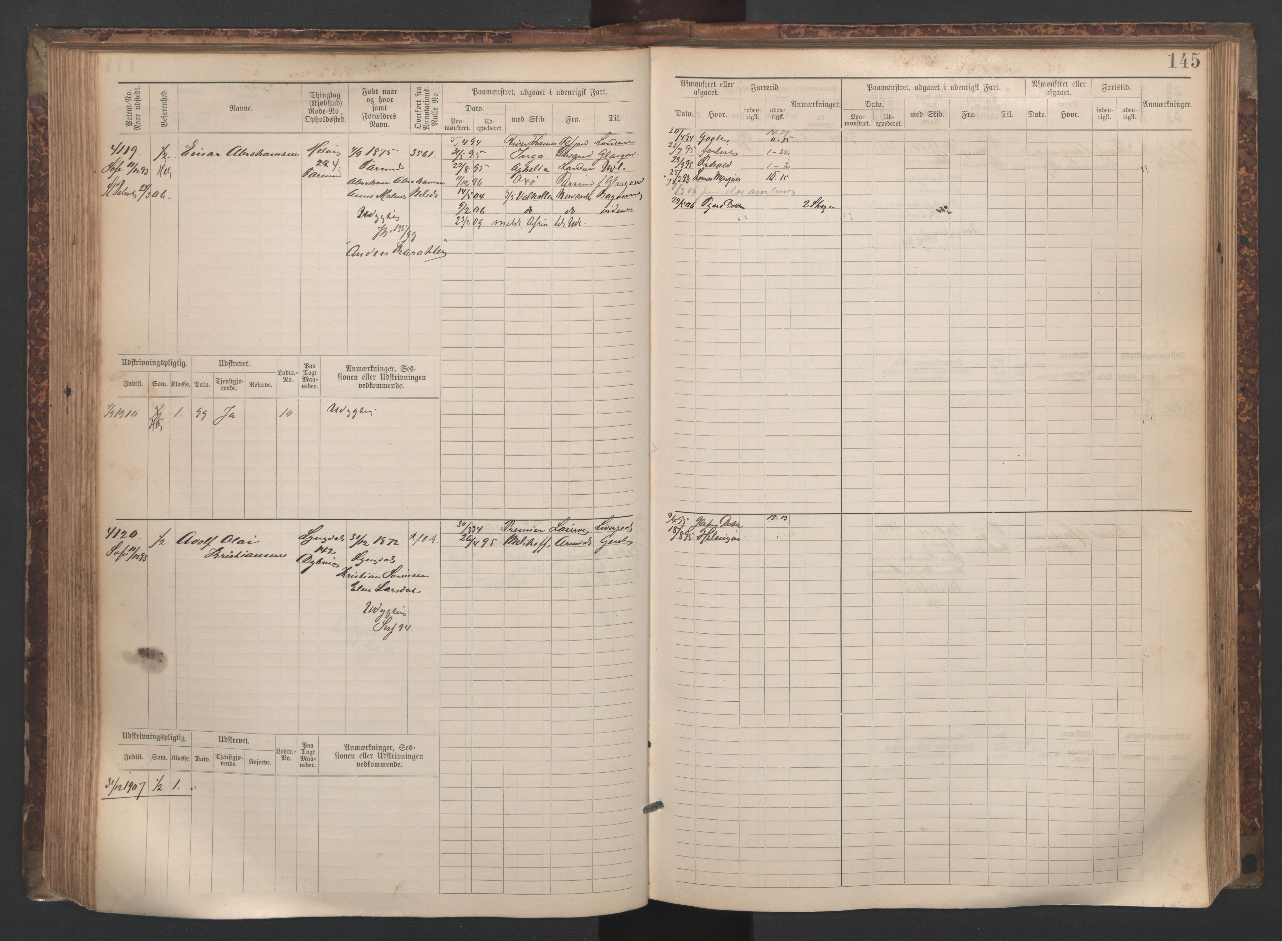 Farsund mønstringskrets, AV/SAK-2031-0017/F/Fb/L0020: Hovedrulle nr 3833-4506, Z-12, 1890-1930, p. 155