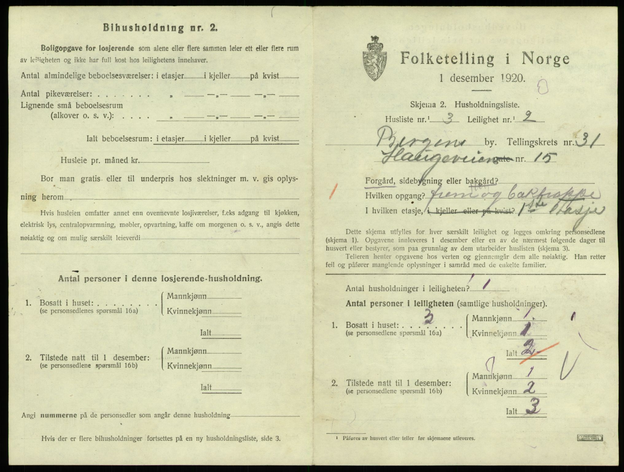 SAB, 1920 census for Bergen, 1920, p. 23381