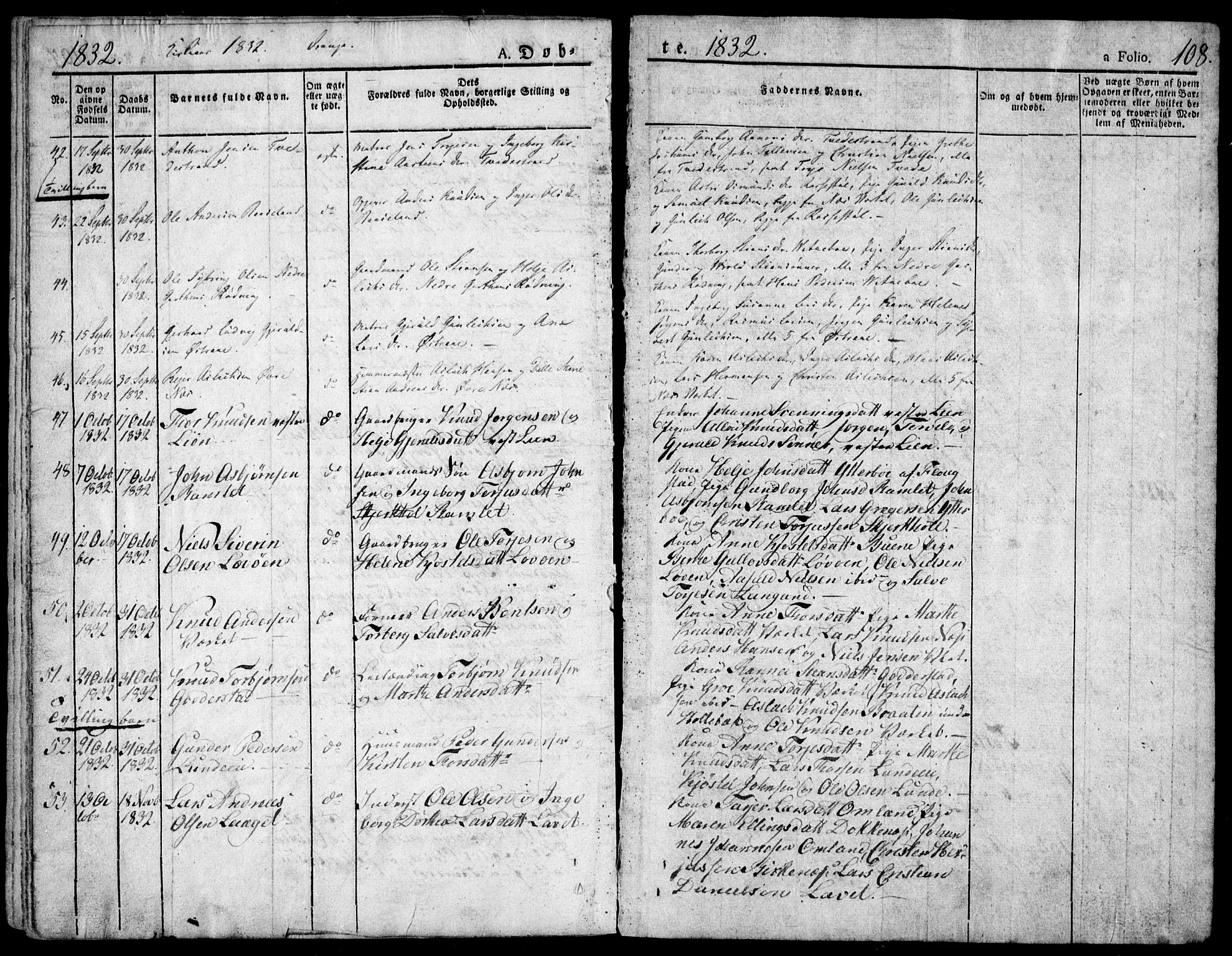 Holt sokneprestkontor, AV/SAK-1111-0021/F/Fa/L0006: Parish register (official) no. A 6, 1820-1835, p. 108