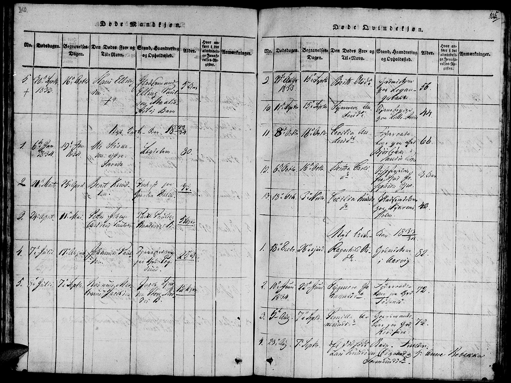 Ministerialprotokoller, klokkerbøker og fødselsregistre - Møre og Romsdal, AV/SAT-A-1454/504/L0054: Parish register (official) no. 504A01, 1816-1861, p. 105