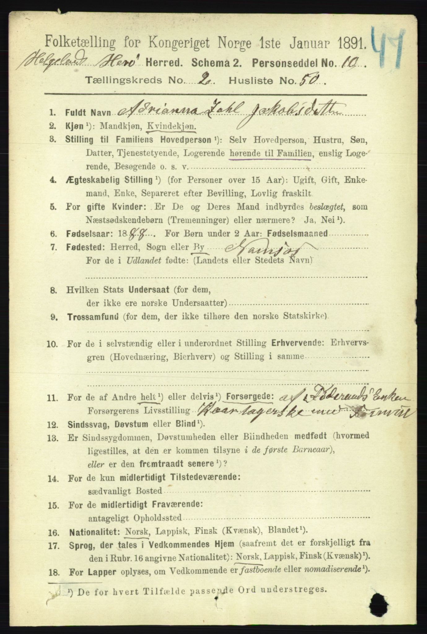 RA, 1891 census for 1818 Herøy, 1891, p. 580