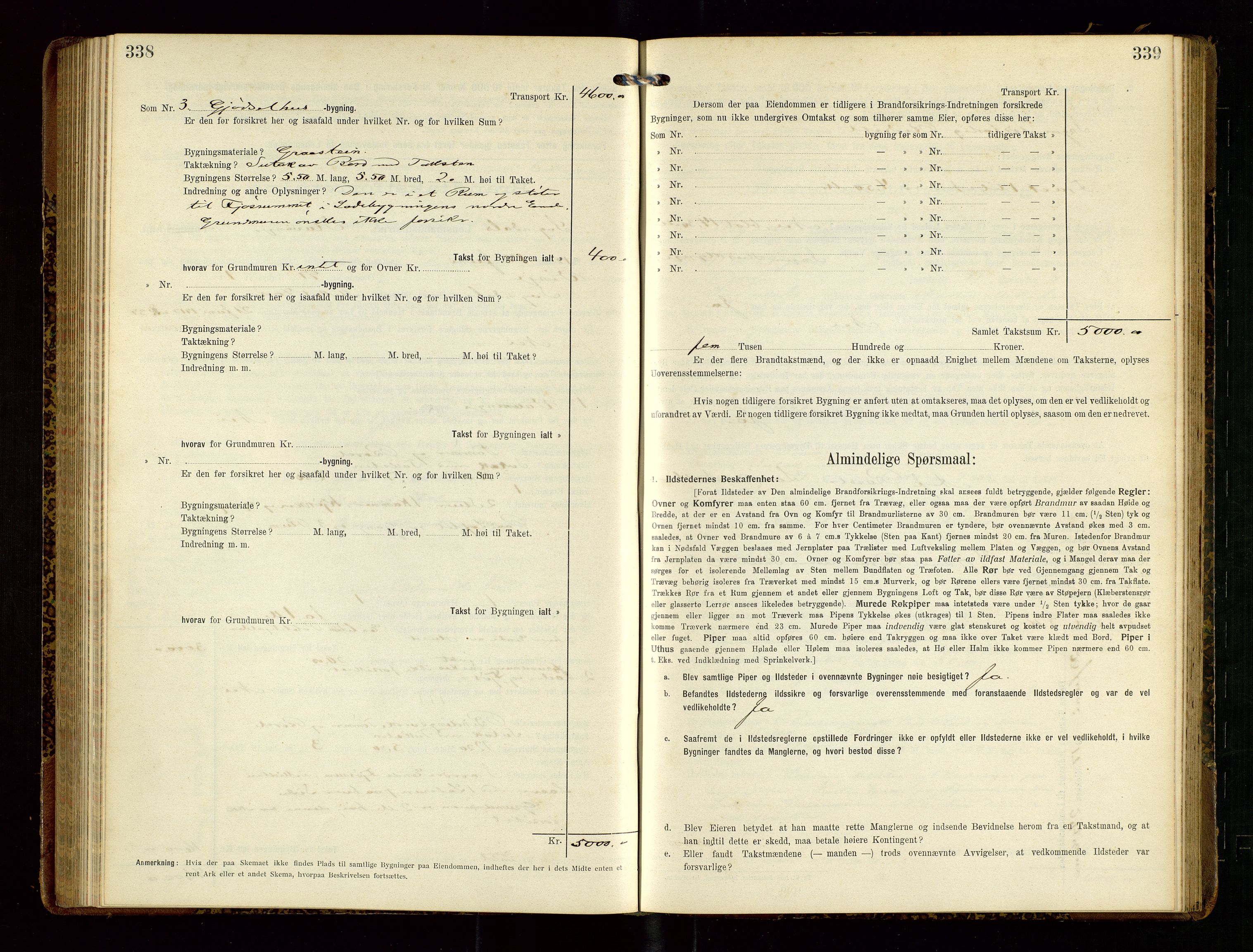 Sokndal lensmannskontor, AV/SAST-A-100417/Gob/L0003: "Brandtakst-Protokol", 1914-1917, p. 338-339