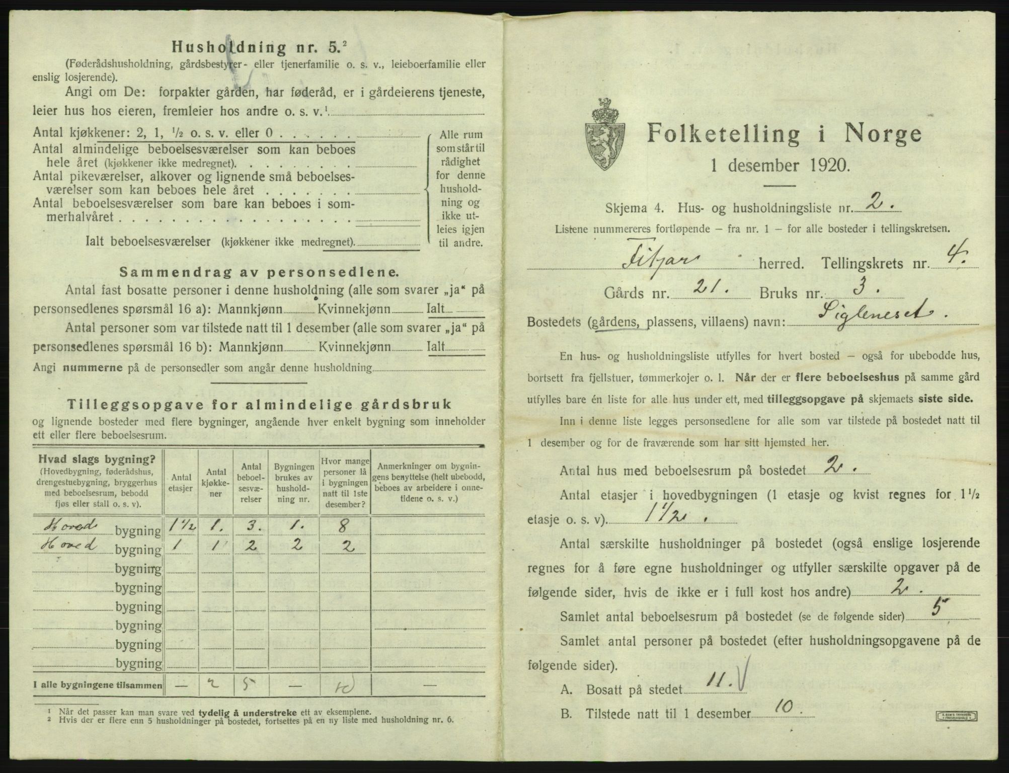 SAB, 1920 census for Fitjar, 1920, p. 263