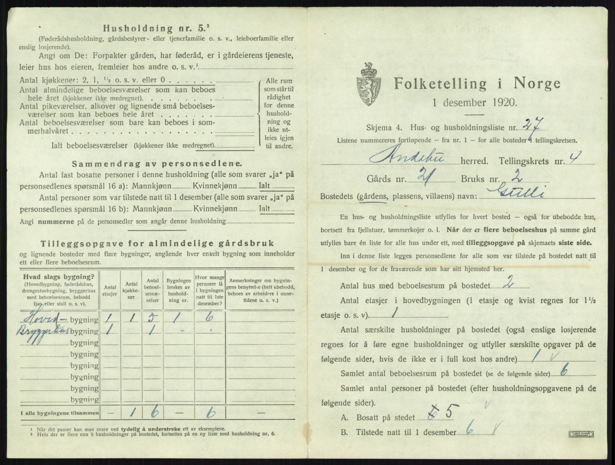 SAKO, 1920 census for Andebu, 1920, p. 304