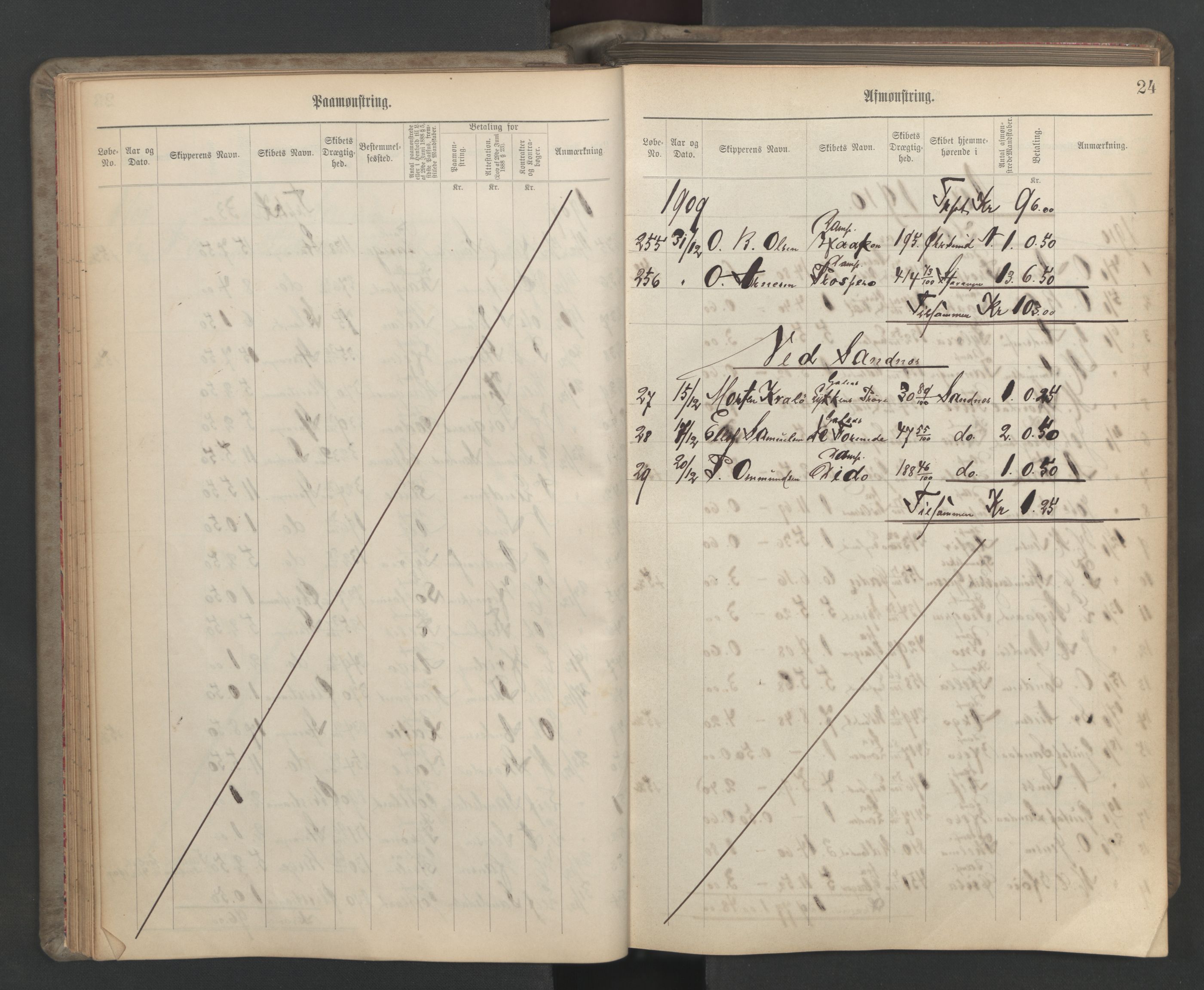 Stavanger sjømannskontor, SAST/A-102006/G/Ga/L0006: Mønstringsjournal, 1908-1933, p. 55