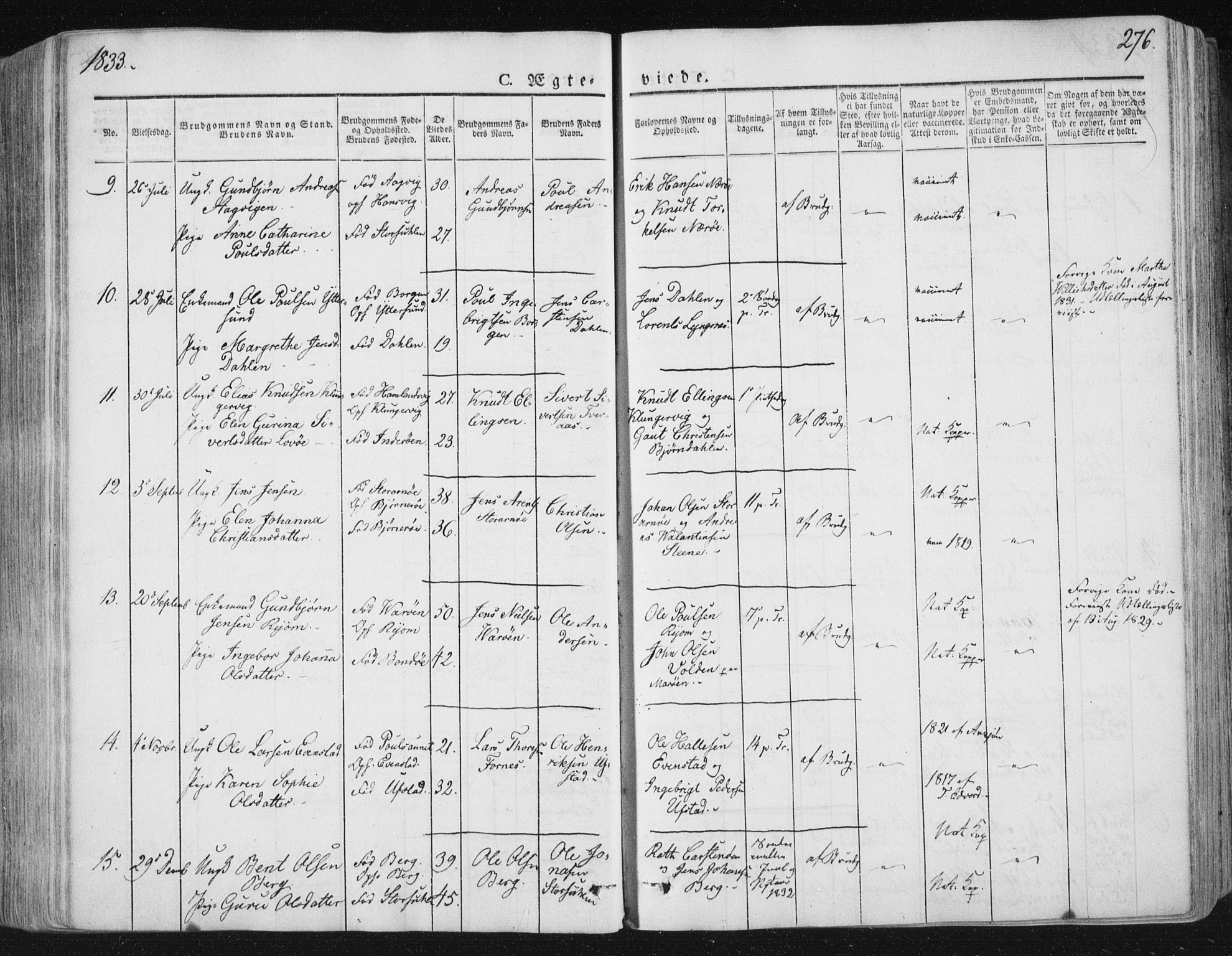 Ministerialprotokoller, klokkerbøker og fødselsregistre - Nord-Trøndelag, SAT/A-1458/784/L0669: Parish register (official) no. 784A04, 1829-1859, p. 276