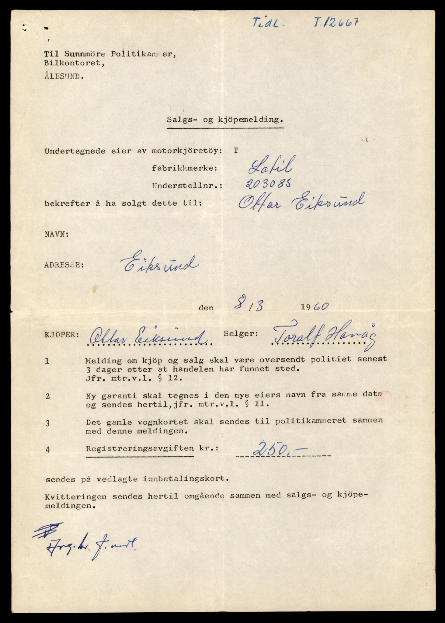 Møre og Romsdal vegkontor - Ålesund trafikkstasjon, AV/SAT-A-4099/F/Fe/L0035: Registreringskort for kjøretøy T 12653 - T 12829, 1927-1998, p. 244