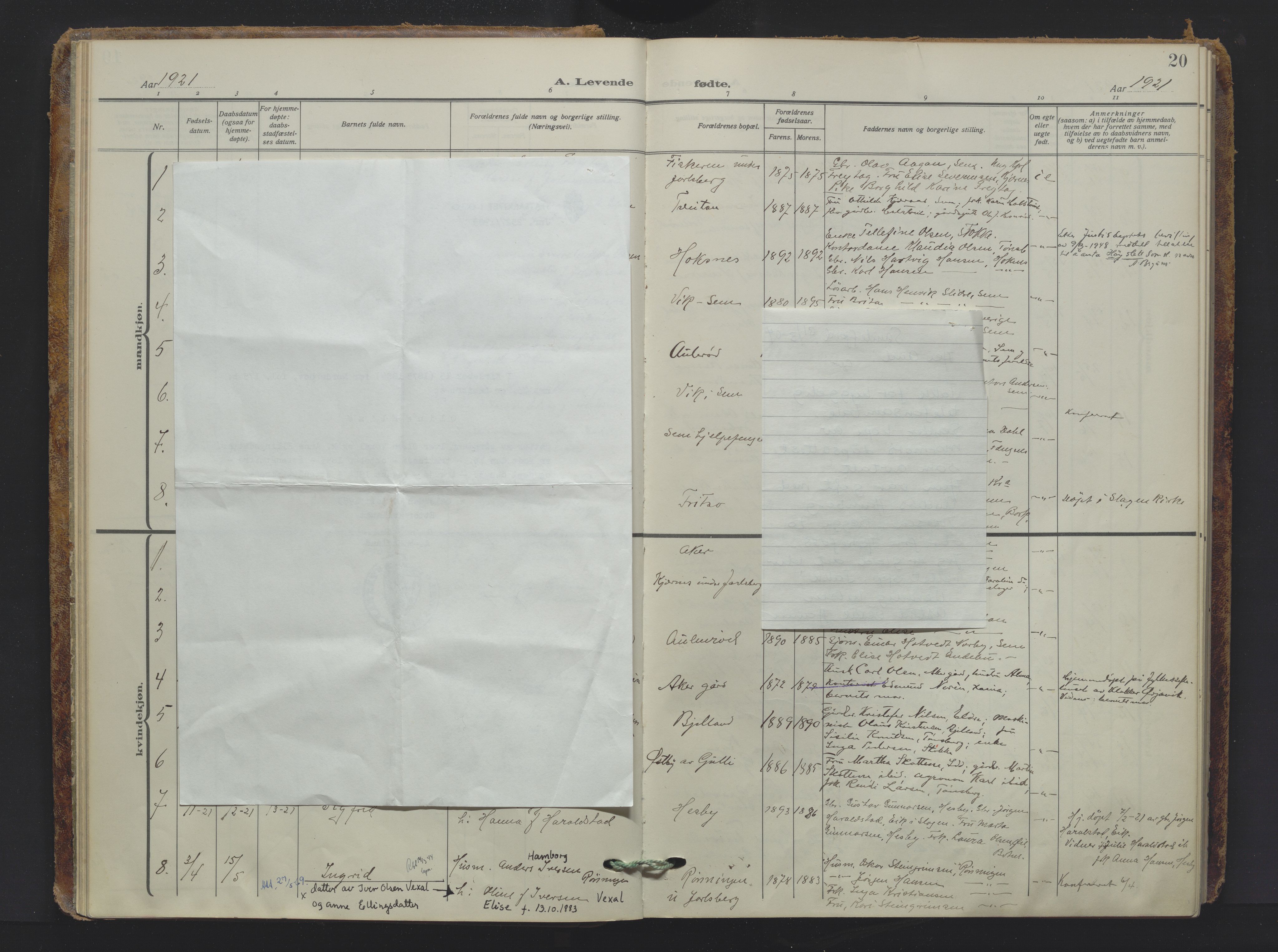 Sem kirkebøker, AV/SAKO-A-5/F/Fa/L0013: Parish register (official) no. I 13, 1916-1932, p. 20