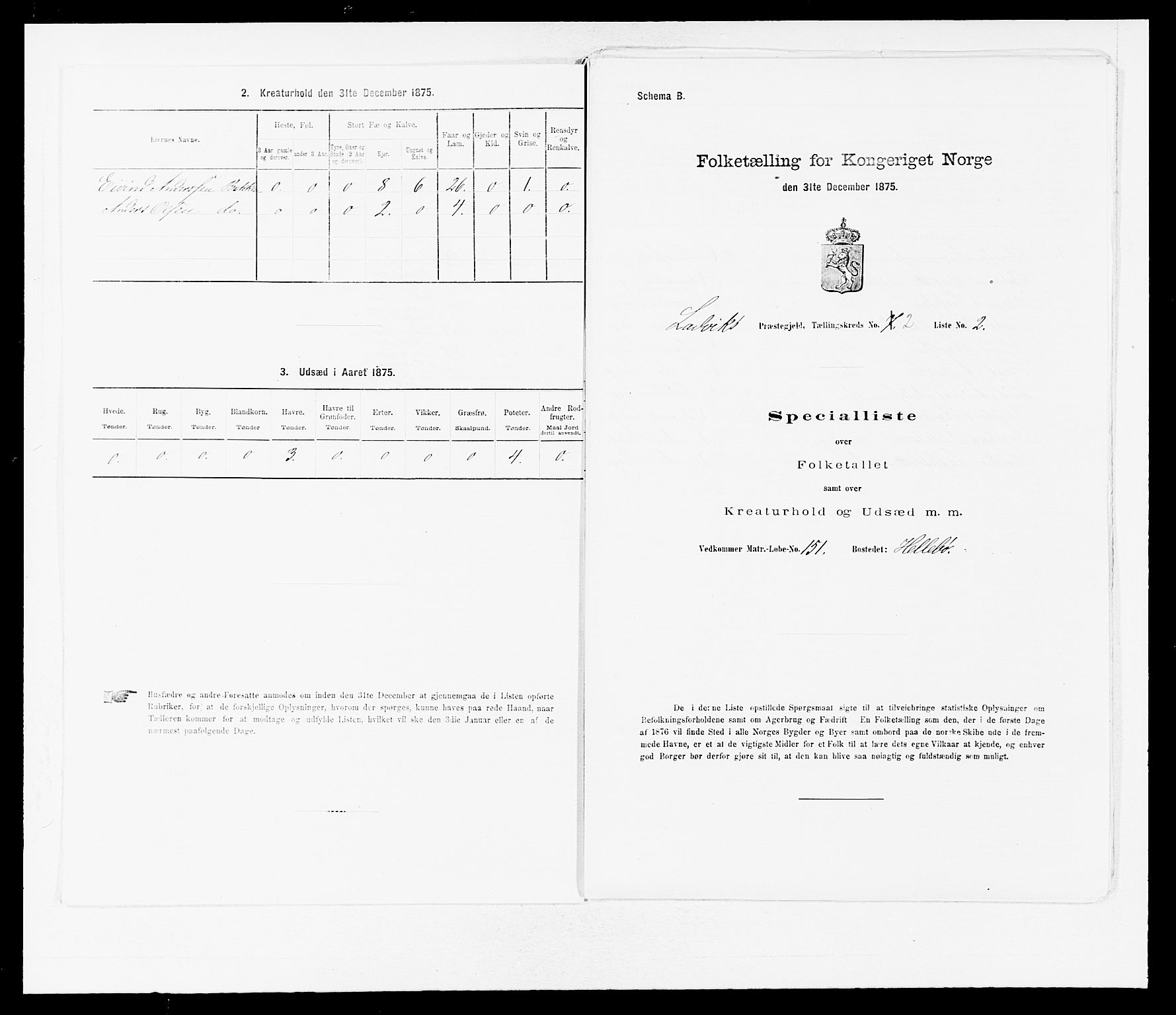 SAB, 1875 census for 1415P Lavik, 1875, p. 125