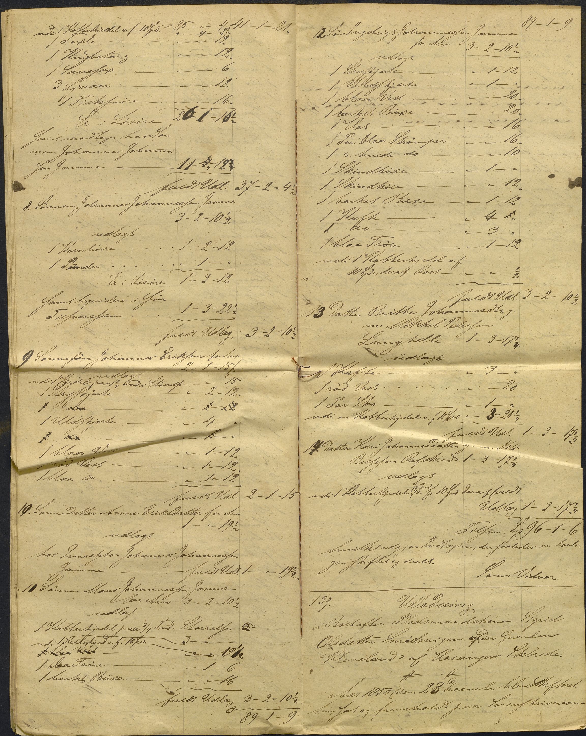 Nordhordland sorenskrivar, AV/SAB-A-2901/1/H/Hd/Hdb/L0001: Konsept til utlodningar, 1850-1852, p. 267