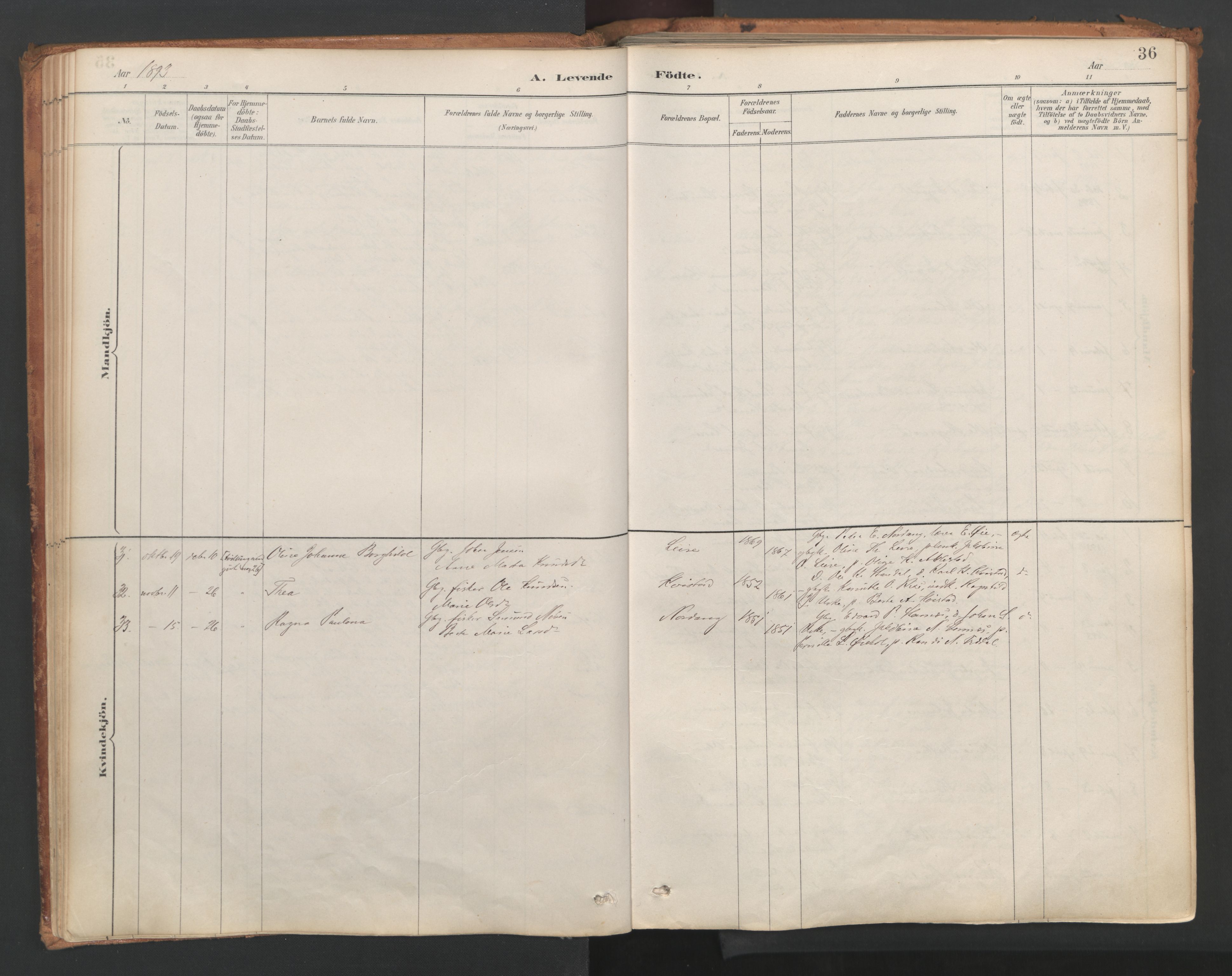 Ministerialprotokoller, klokkerbøker og fødselsregistre - Møre og Romsdal, SAT/A-1454/515/L0211: Parish register (official) no. 515A07, 1886-1910, p. 36