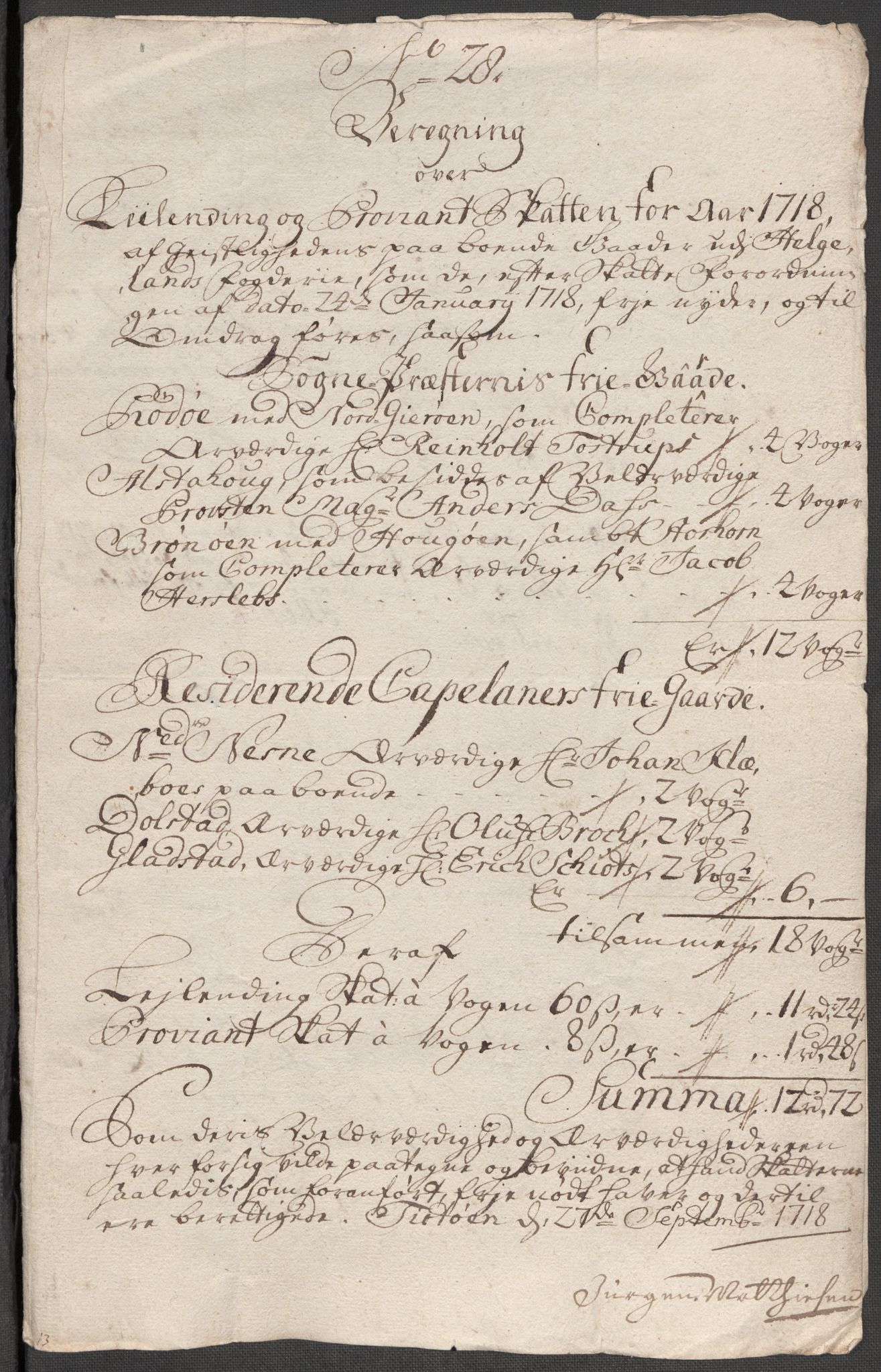 Rentekammeret inntil 1814, Reviderte regnskaper, Fogderegnskap, AV/RA-EA-4092/R65/L4516: Fogderegnskap Helgeland, 1718, p. 223