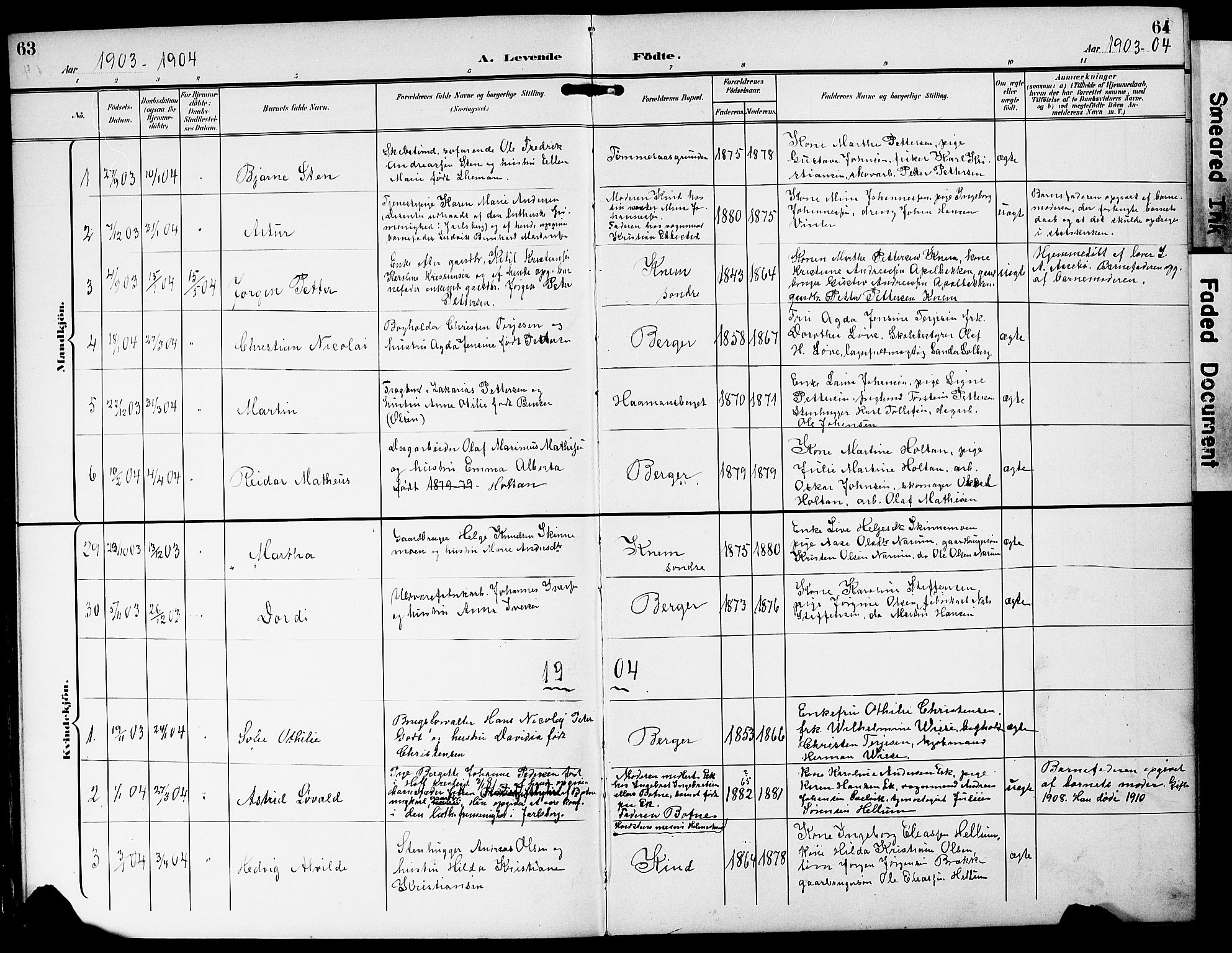 Strømm kirkebøker, AV/SAKO-A-322/G/Ga/L0004: Parish register (copy) no. I 4, 1897-1927, p. 63-64