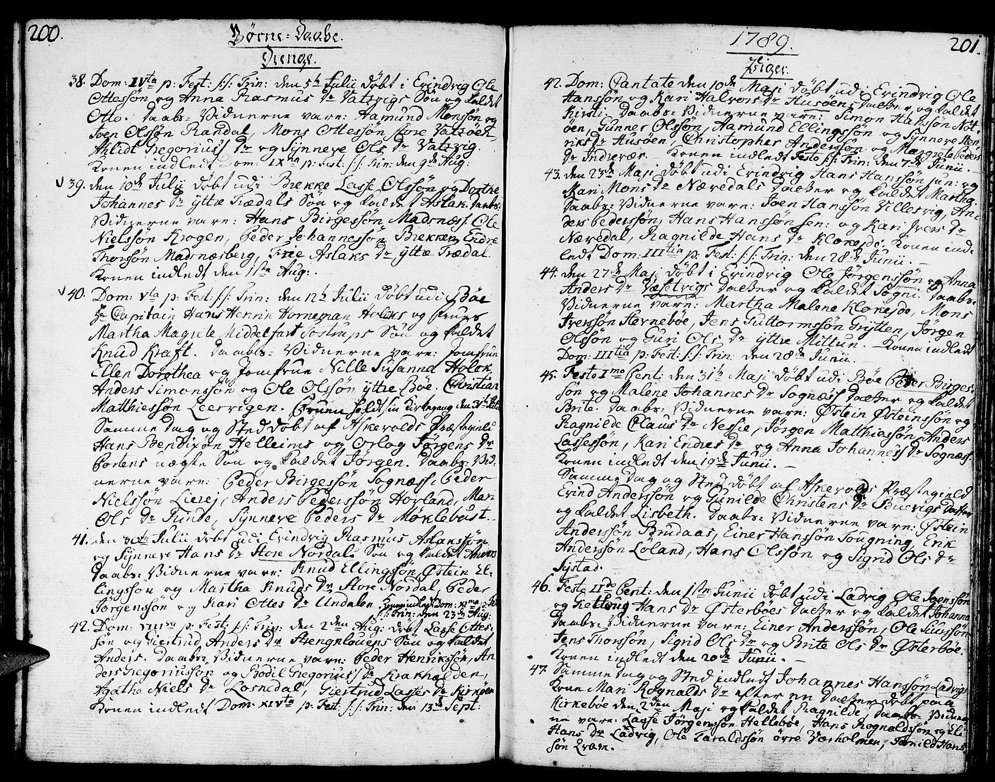 Gulen sokneprestembete, AV/SAB-A-80201/H/Haa/Haaa/L0015: Parish register (official) no. A 15, 1788-1798, p. 200-201
