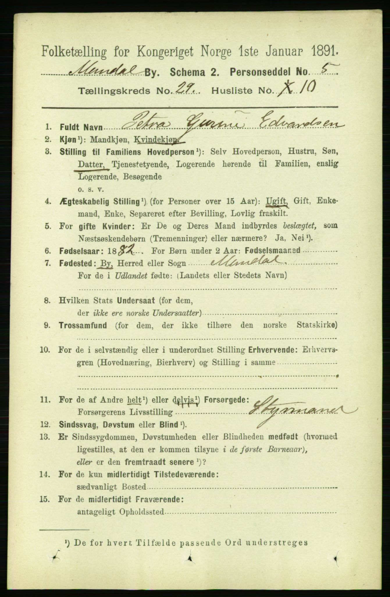 RA, 1891 census for 1002 Mandal, 1891, p. 5164