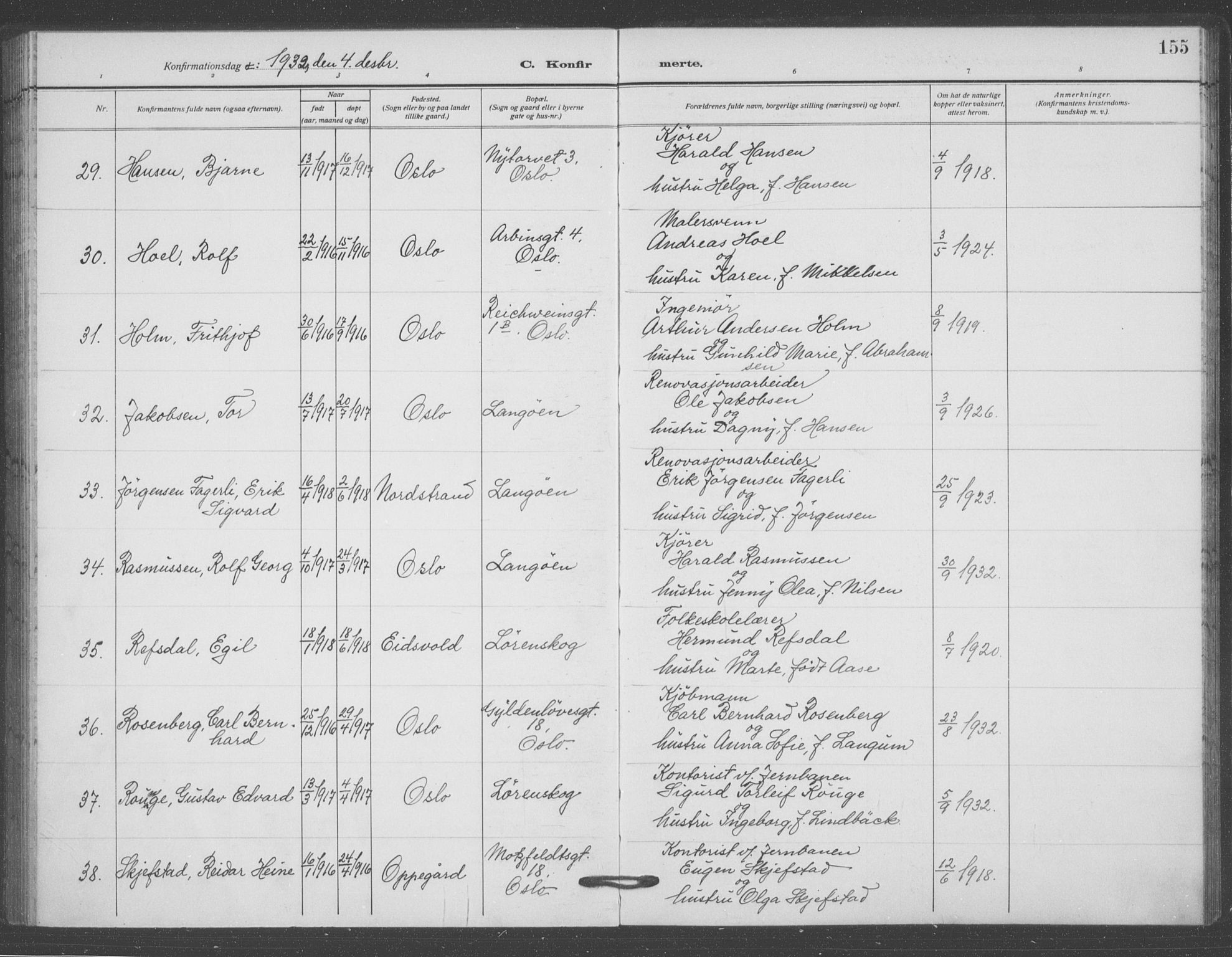 Oslo domkirke Kirkebøker, AV/SAO-A-10752/F/Fa/L0031: Parish register (official) no. 31, 1918-1941, p. 155