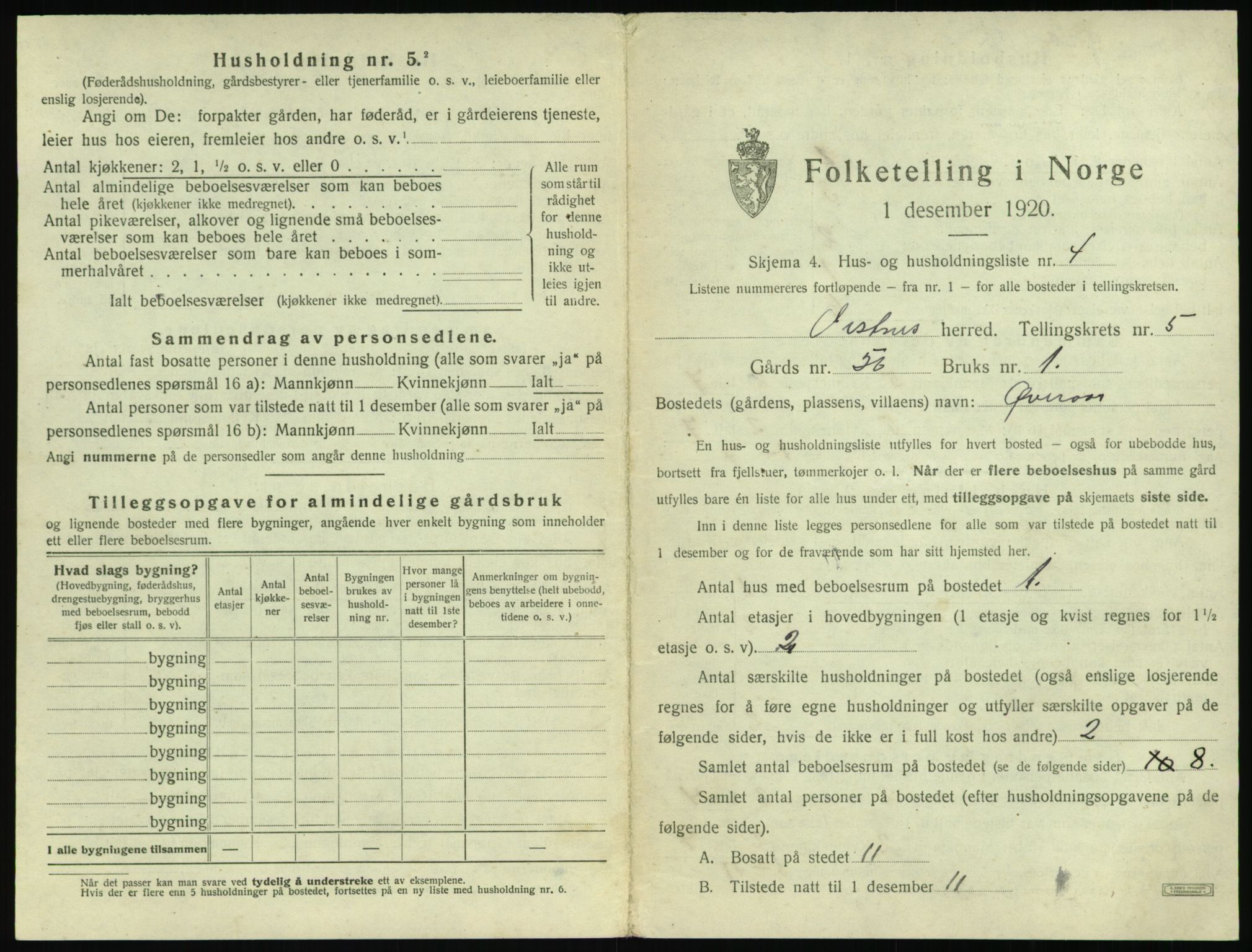 SAT, 1920 census for Vestnes, 1920, p. 585