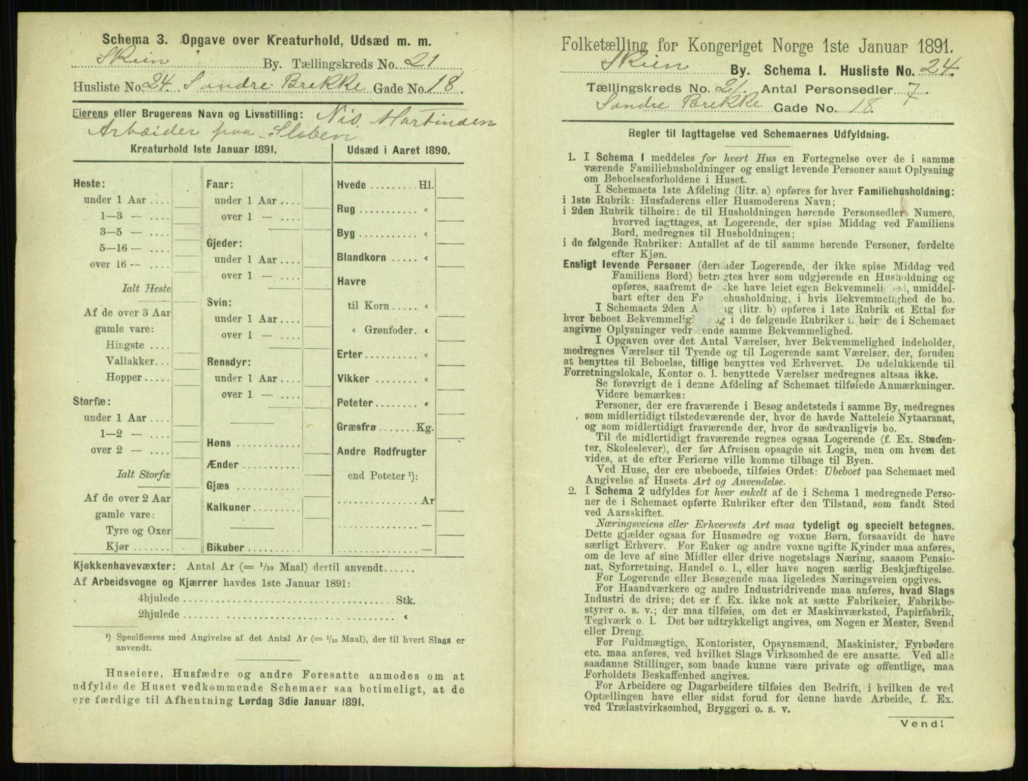 RA, 1891 census for 0806 Skien, 1891, p. 842