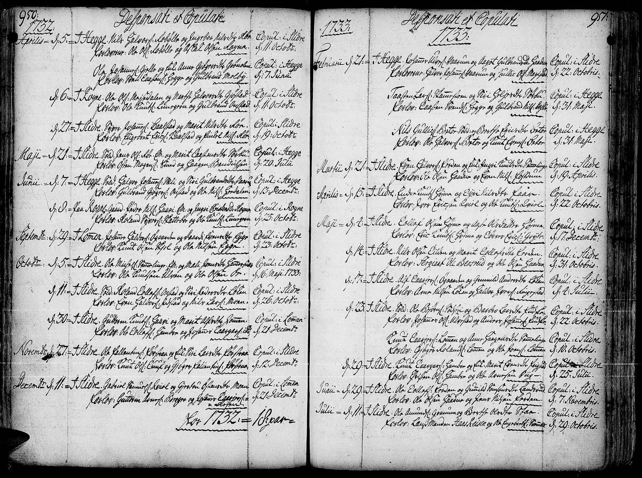 Slidre prestekontor, SAH/PREST-134/H/Ha/Haa/L0001: Parish register (official) no. 1, 1724-1814, p. 950-951
