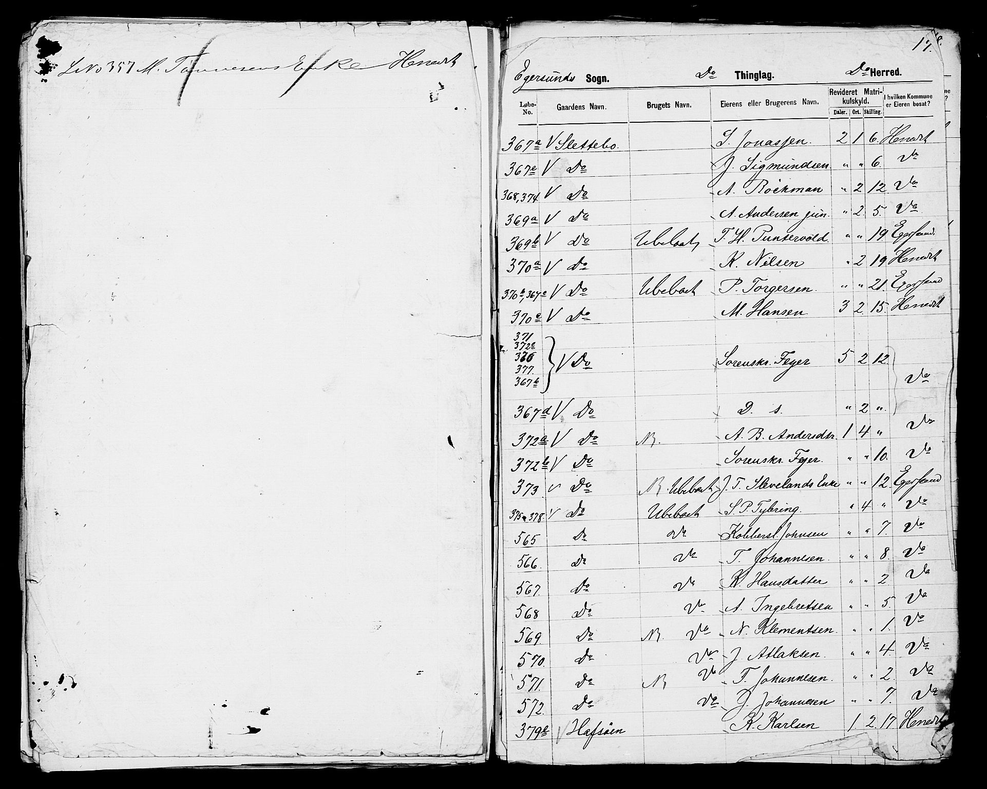 SAST, 1875 census for 1116L Eigersund/Eigersund og Ogna, 1875, p. 42