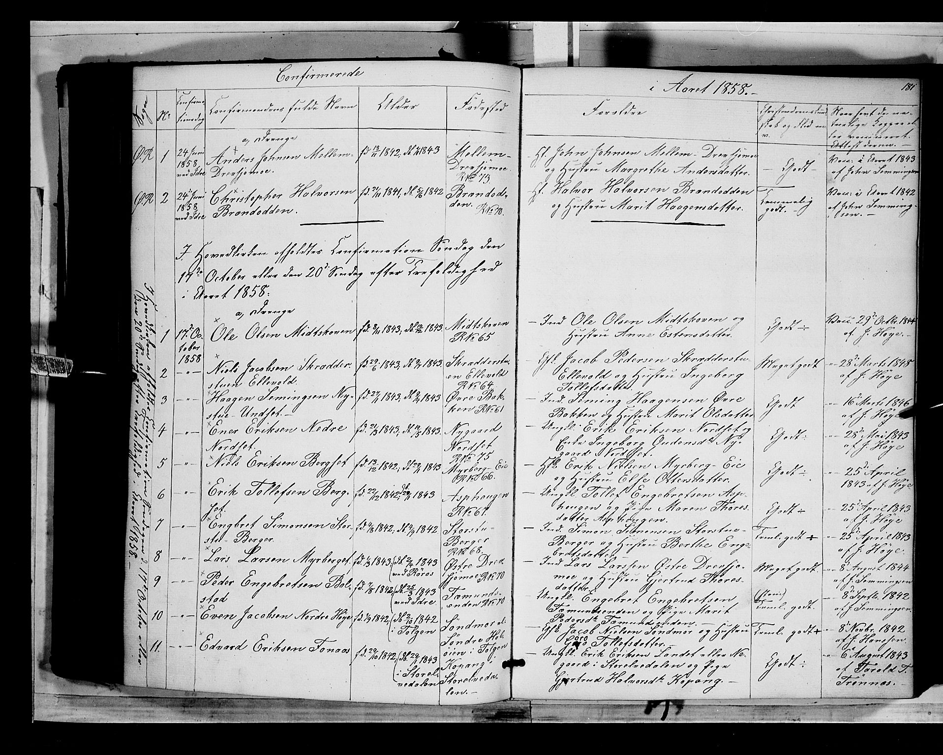Rendalen prestekontor, SAH/PREST-054/H/Ha/Haa/L0005: Parish register (official) no. 5, 1853-1866, p. 181