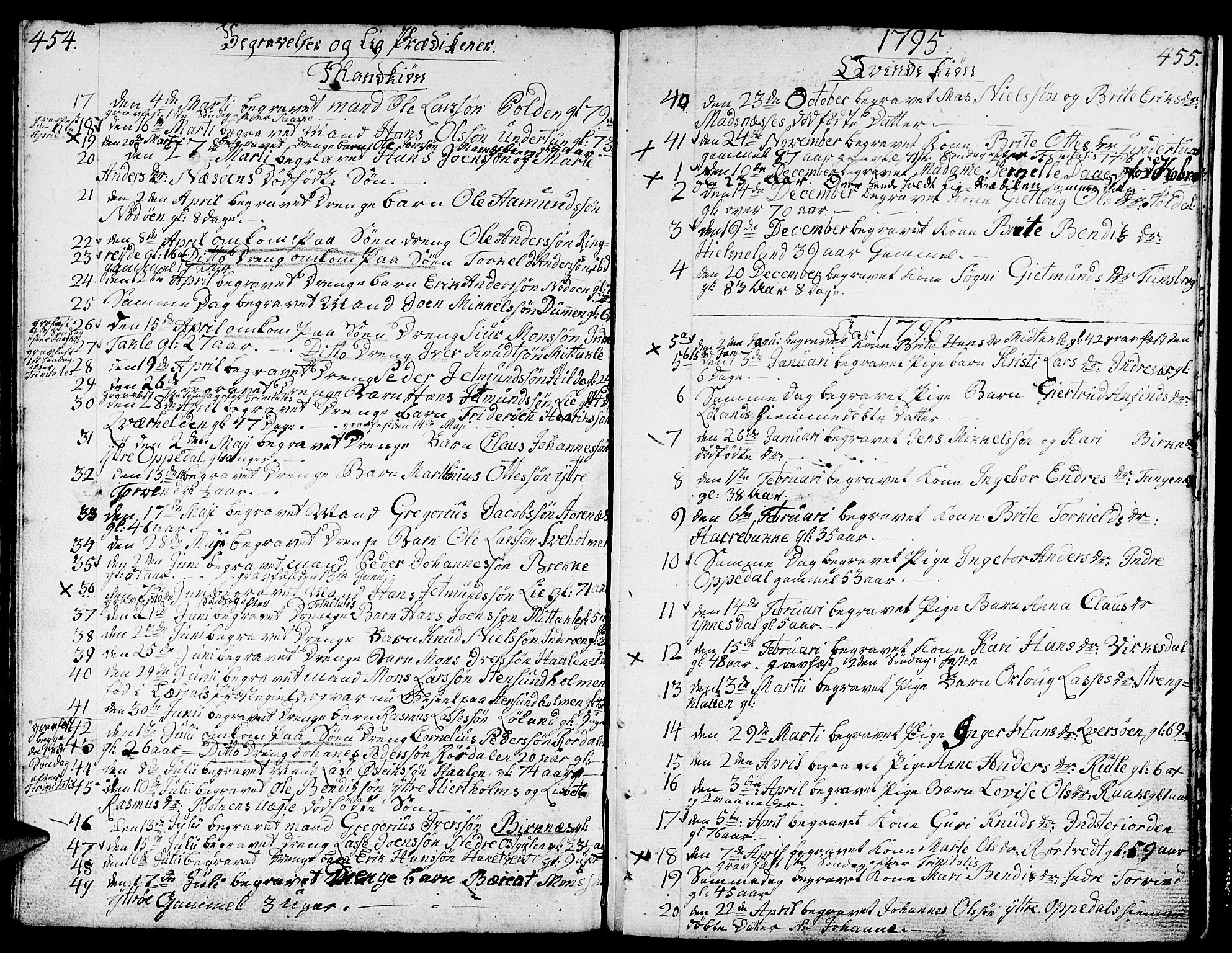 Gulen sokneprestembete, AV/SAB-A-80201/H/Haa/Haaa/L0015: Parish register (official) no. A 15, 1788-1798, p. 454-455
