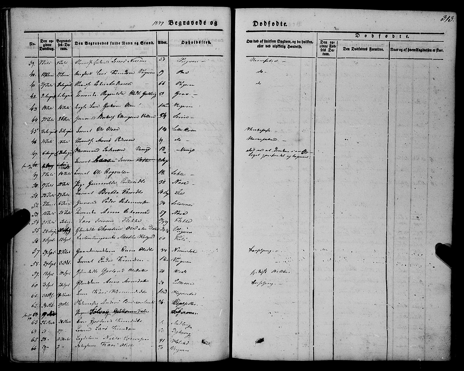 Vik sokneprestembete, AV/SAB-A-81501/H/Haa/Haaa/L0008: Parish register (official) no. A 8, 1846-1865, p. 313