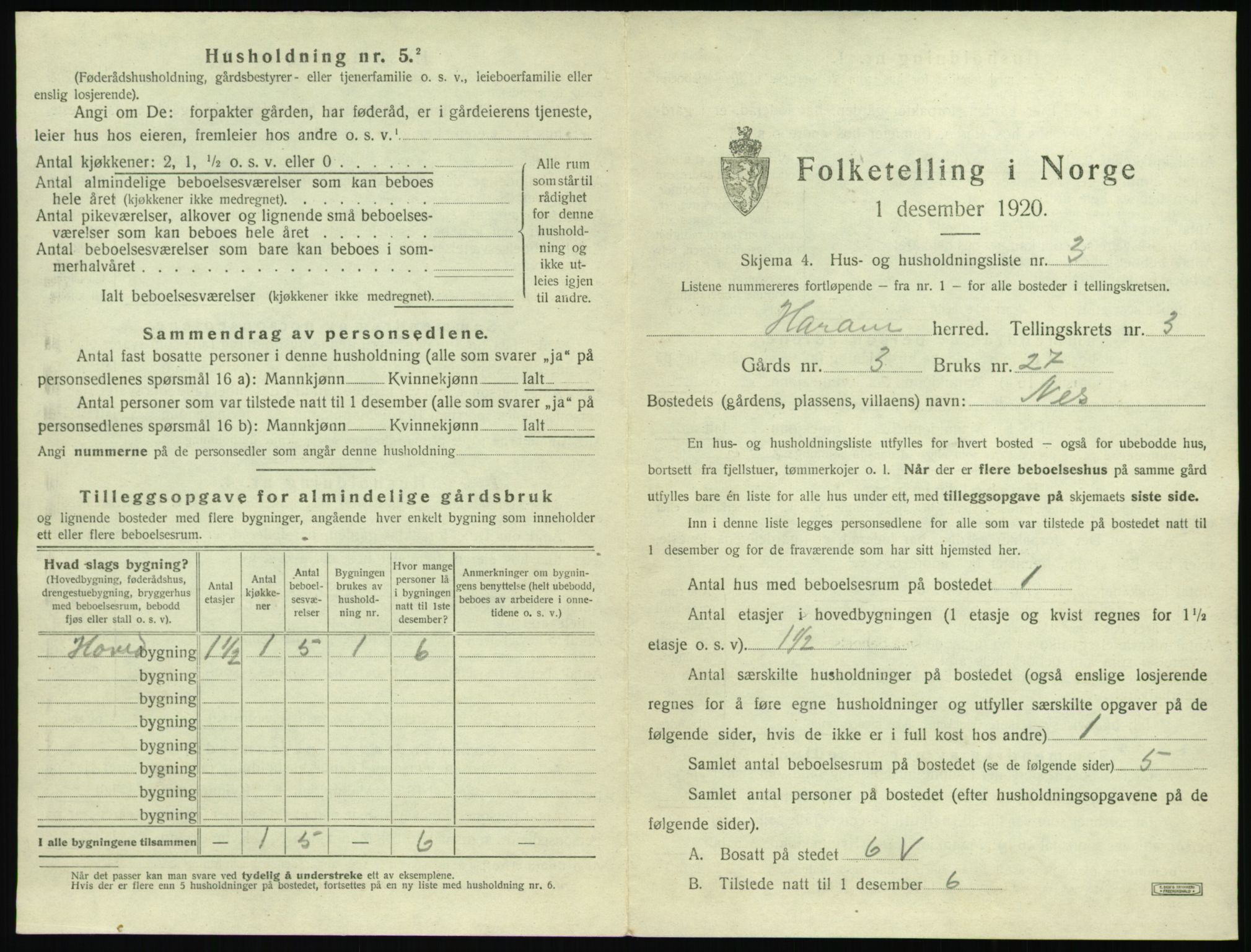 SAT, 1920 census for Haram, 1920, p. 177