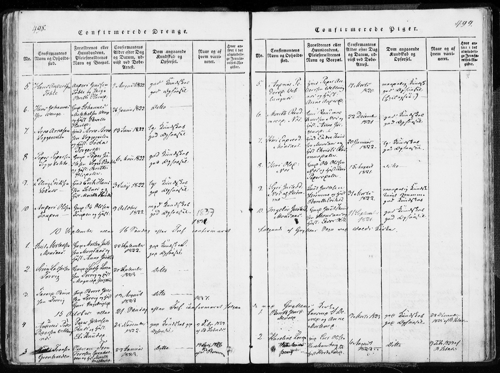 Ministerialprotokoller, klokkerbøker og fødselsregistre - Møre og Romsdal, SAT/A-1454/544/L0571: Parish register (official) no. 544A04, 1818-1853, p. 498-499