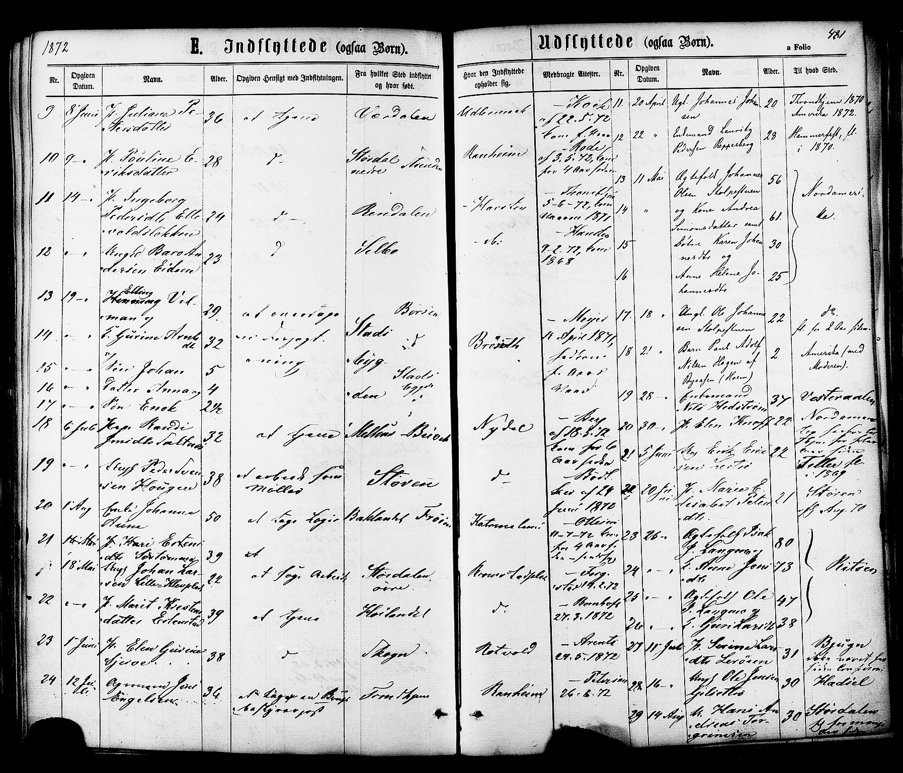 Ministerialprotokoller, klokkerbøker og fødselsregistre - Sør-Trøndelag, SAT/A-1456/606/L0293: Parish register (official) no. 606A08, 1866-1877, p. 481