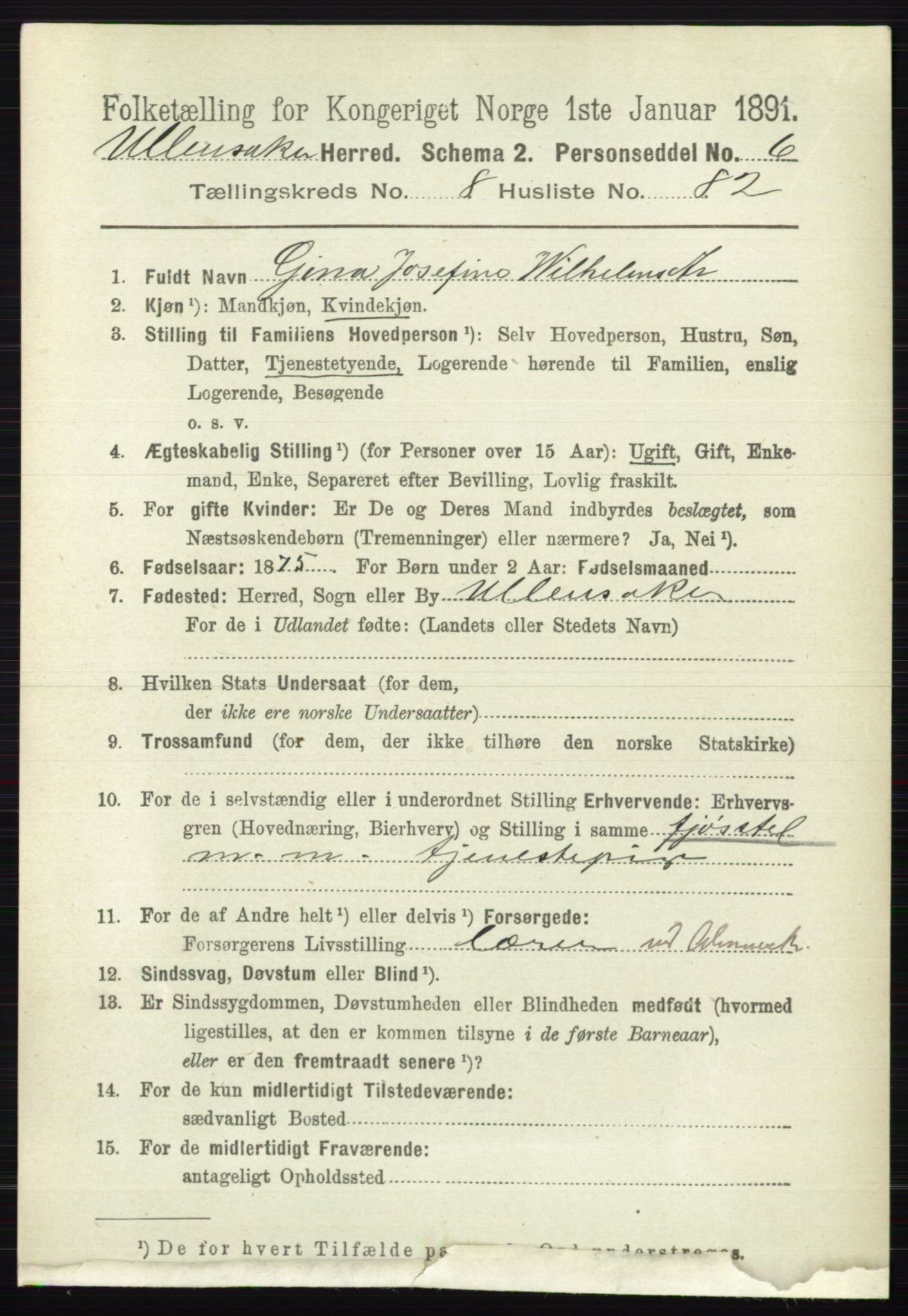 RA, 1891 census for 0235 Ullensaker, 1891, p. 3963