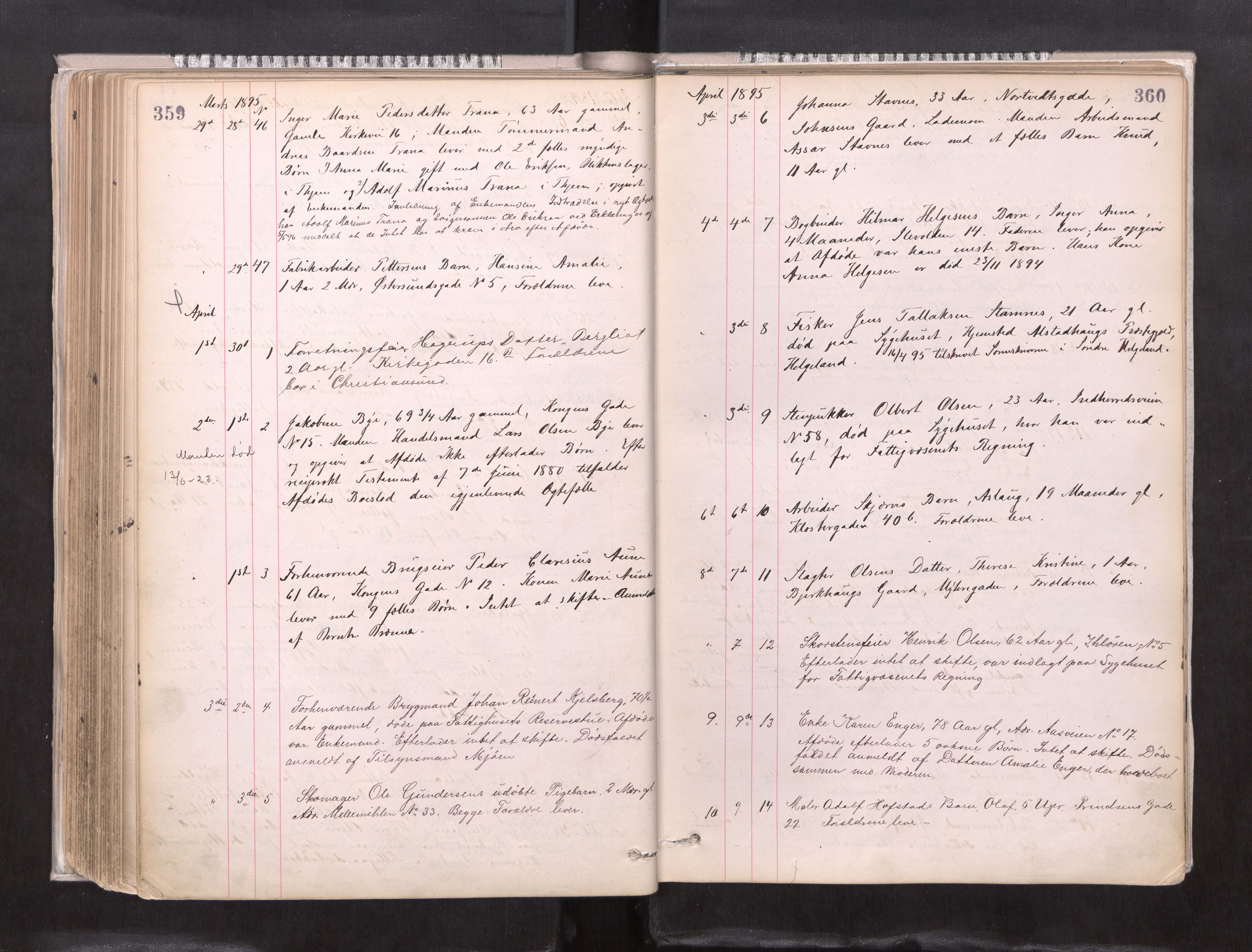 Trondheim byfogd, AV/SAT-A-0003/1/3/3L/L0004: Dødsanmeldelsesprotokoll, 1891-1897, p. 359-360
